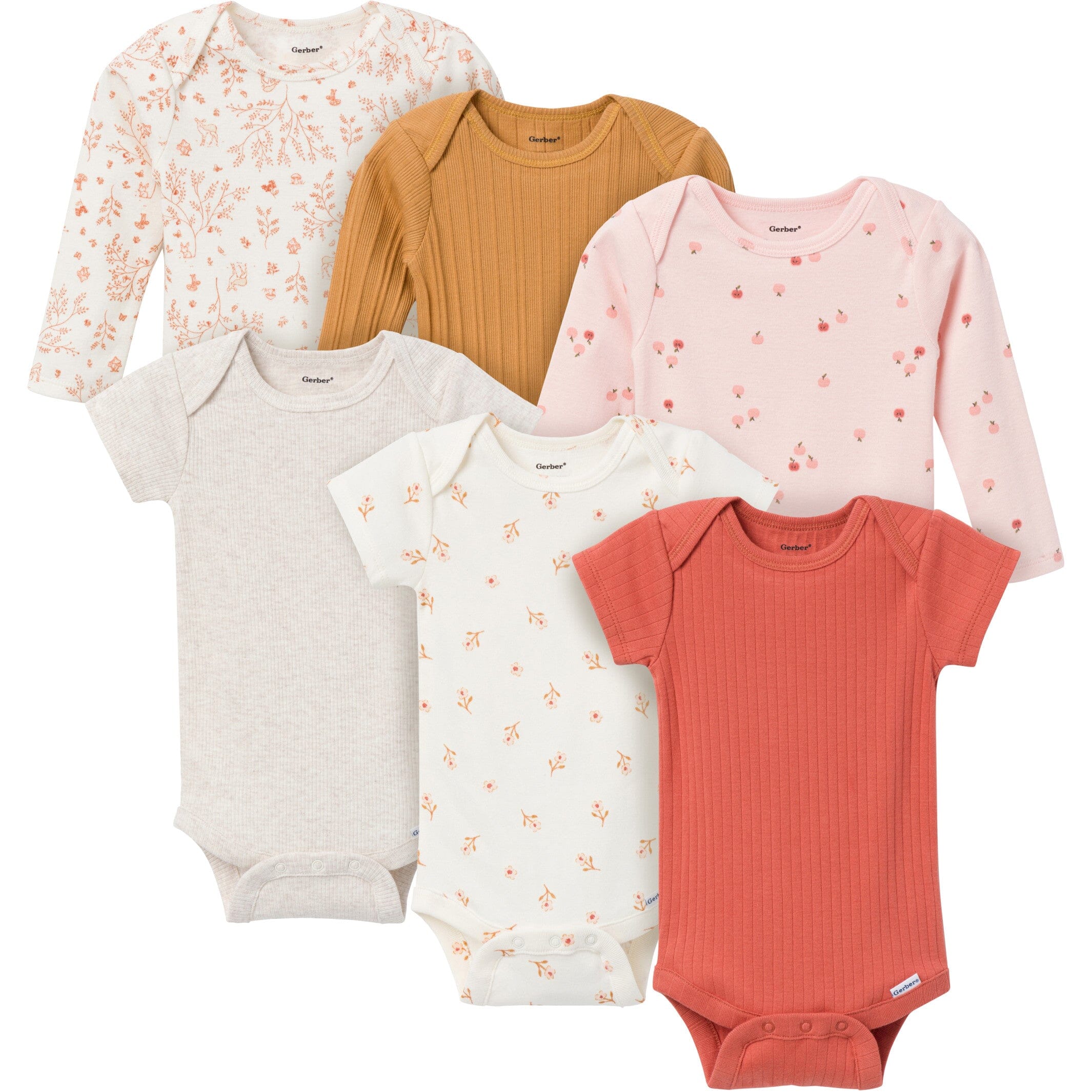 6-Pack Baby Girls Red Onesies Bodysuits