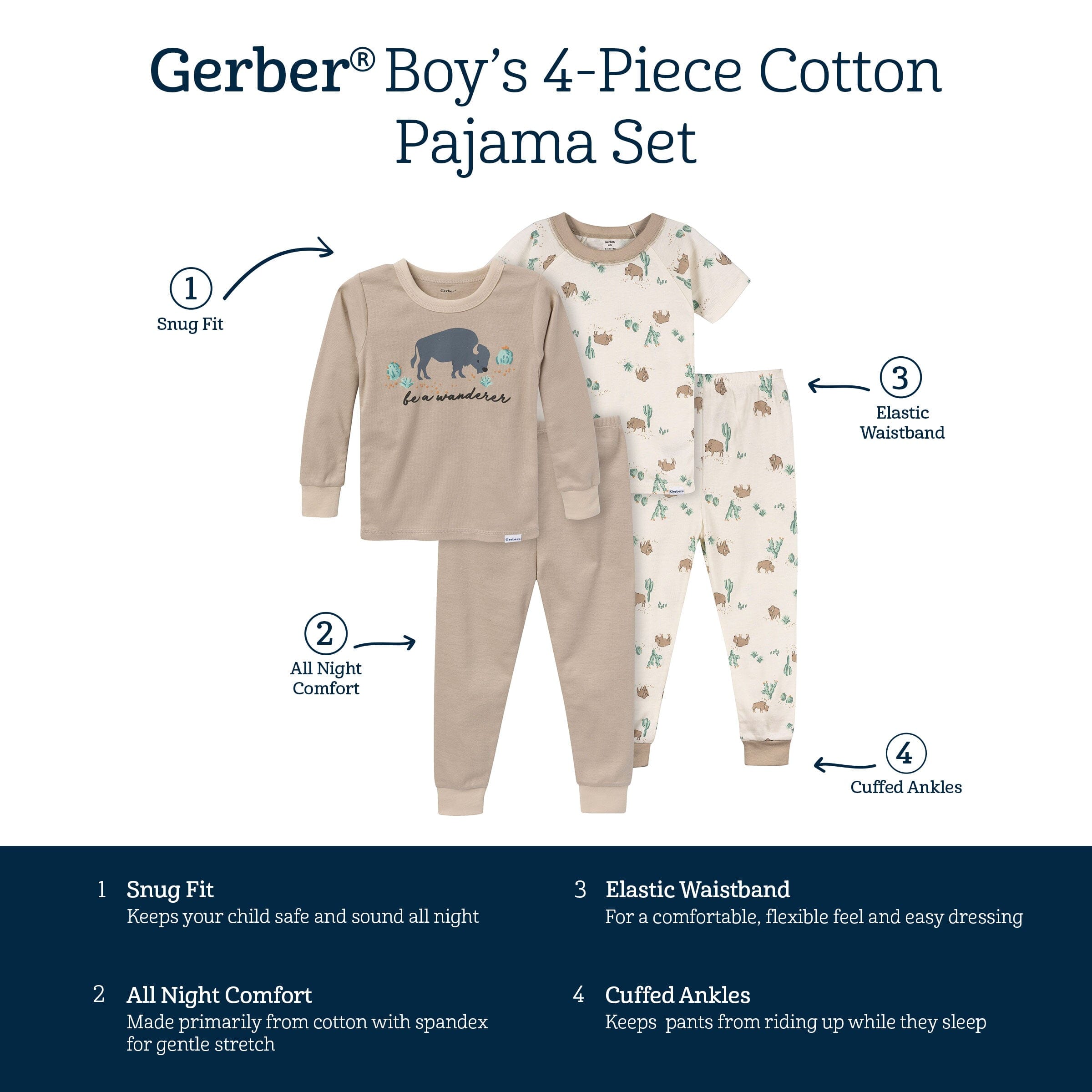 4-Piece Infant & Toddler Boys Buffalo Tops and Pants Sets