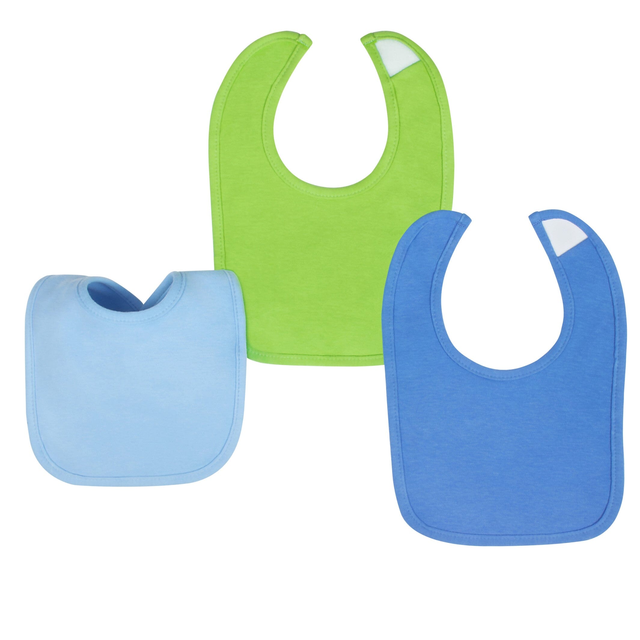 3-Pack Boys Solid Blue & Green Dribbler Bibs