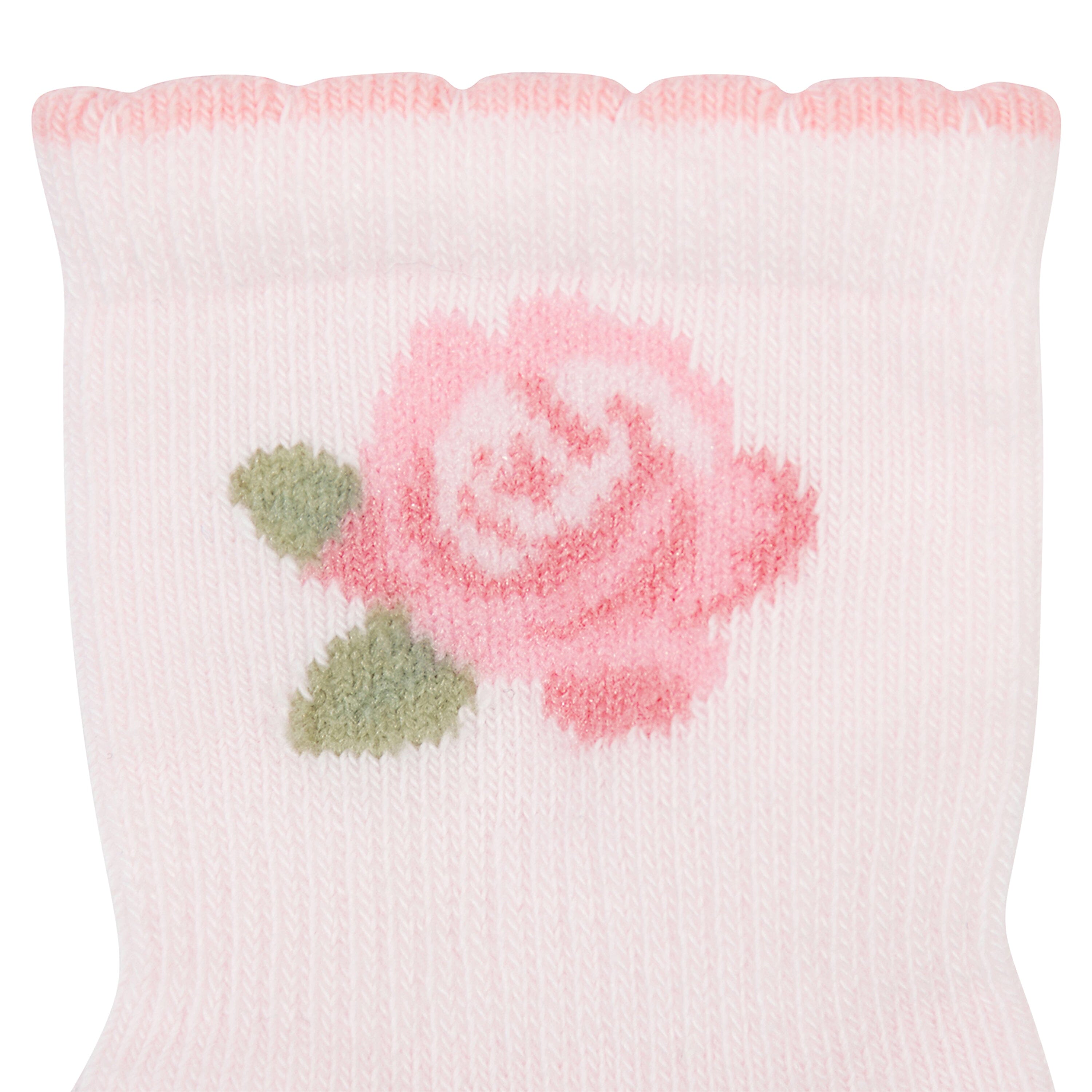 2-Pack Baby Girls Roses Organic Wiggle Proof Socks