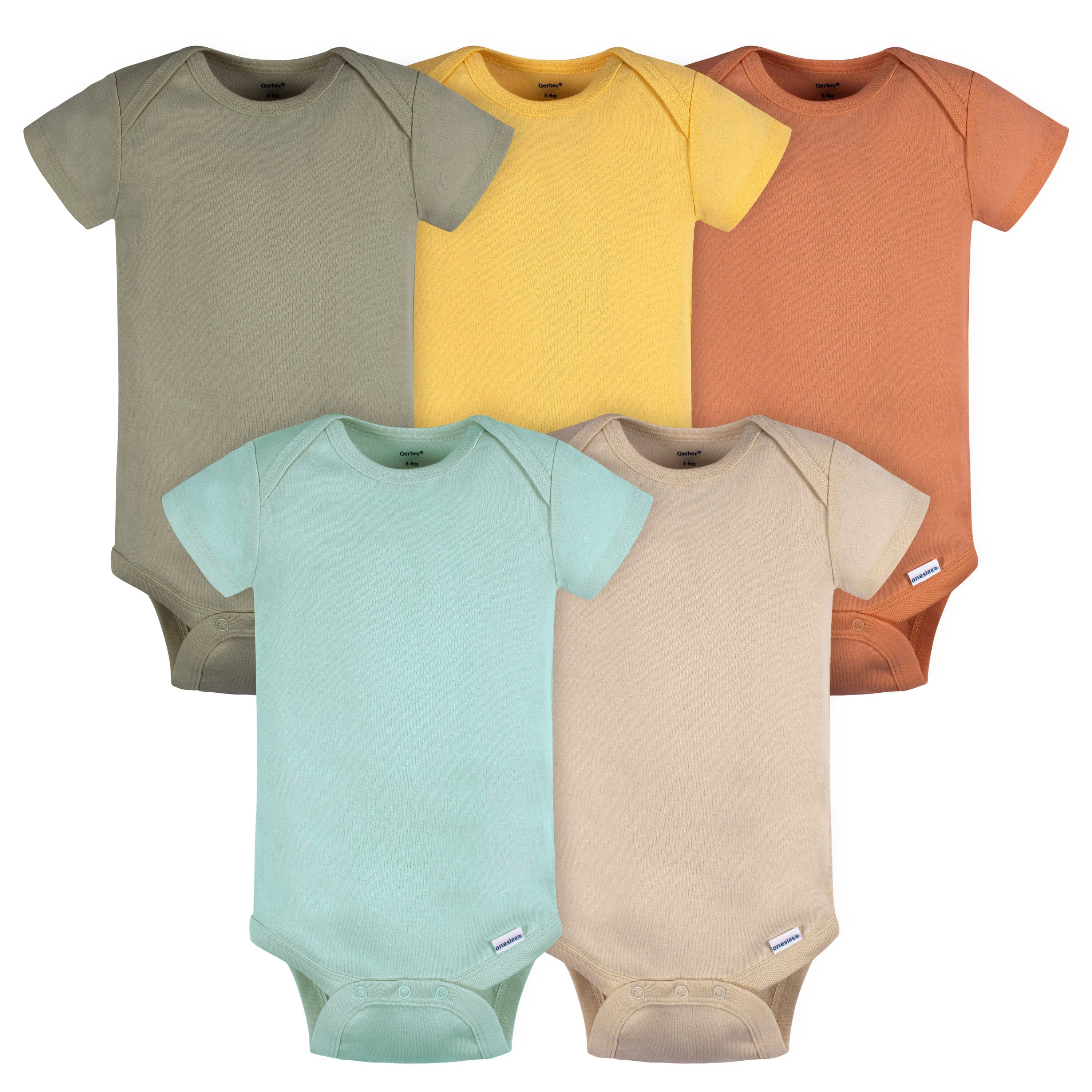 5-Pack Baby Neutral Green/ Brown Short Sleeve Onesies Bodysuits