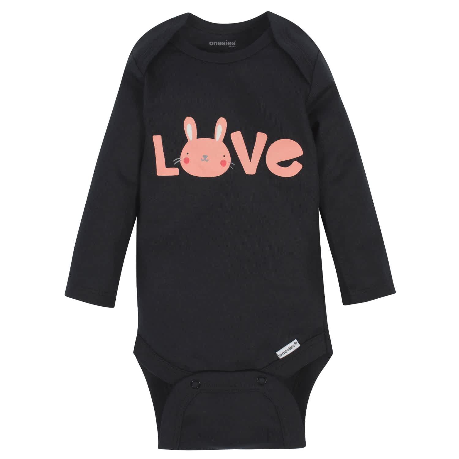 6-Pack Baby Girls Bunny Long Sleeve Onesies Brand Bodysuits