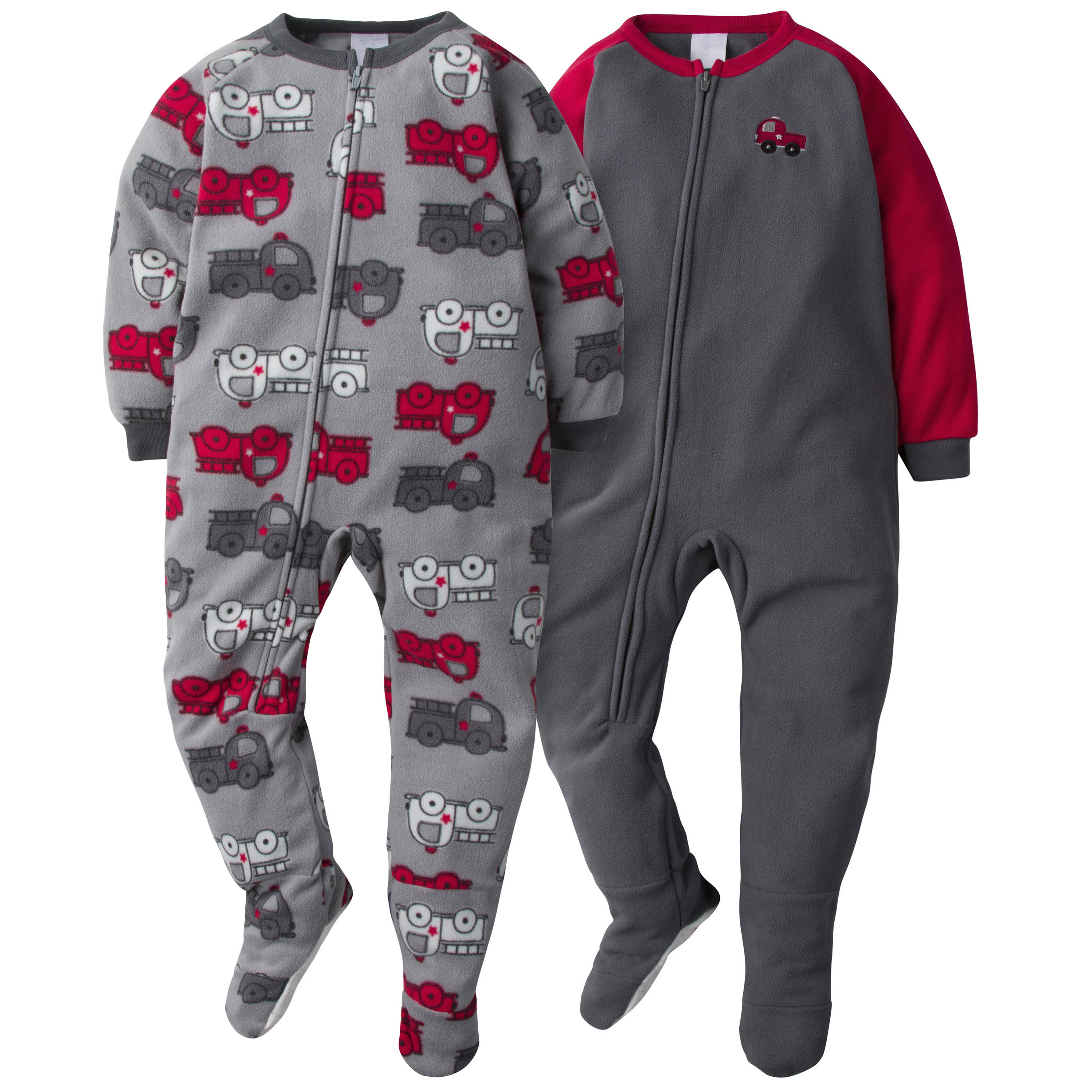 4-Pack Toddler Boys Fleece Pajamas - Firetrucks & Bear Heads