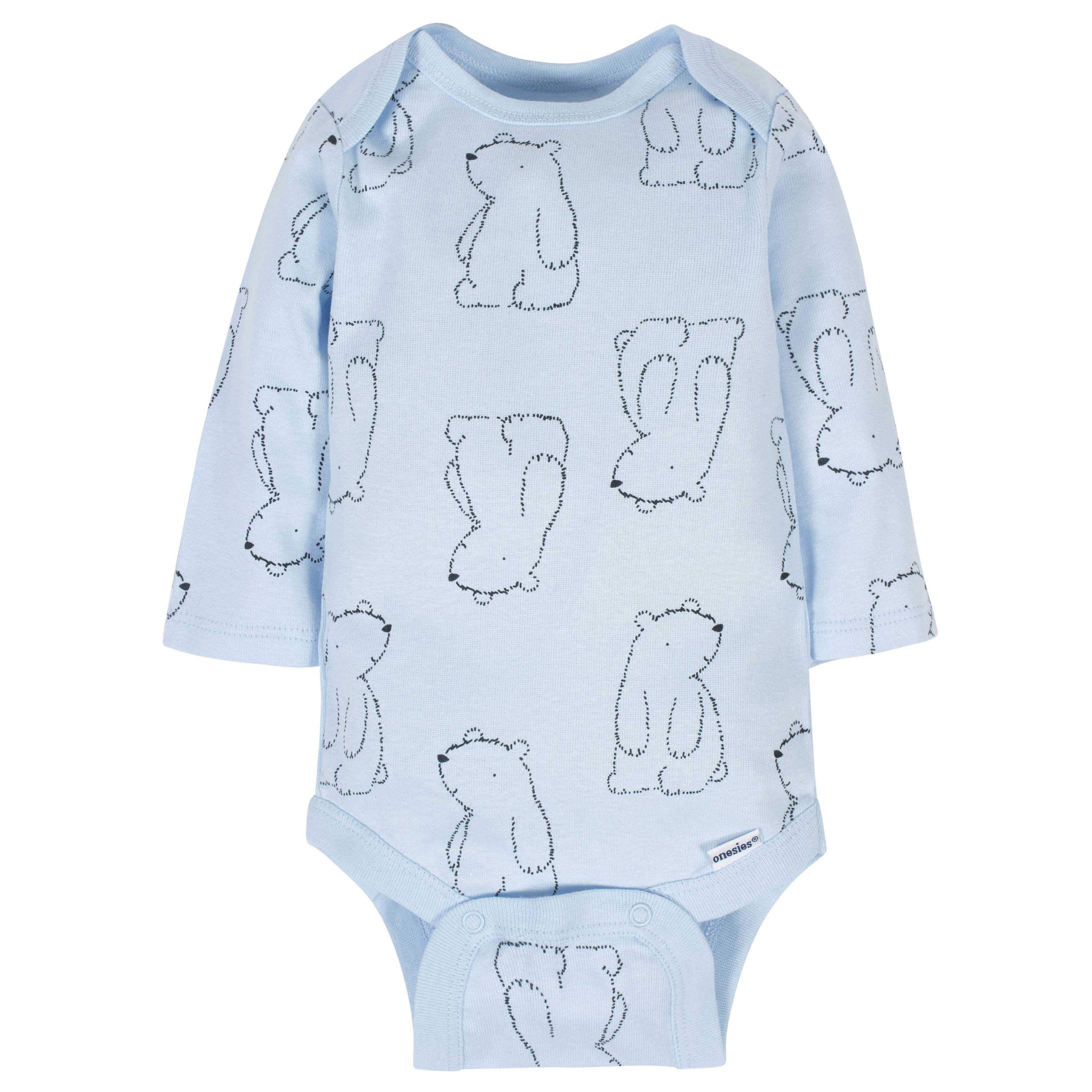 6-Pack Baby Boys Bear Long Sleeve Onesies Bodysuits