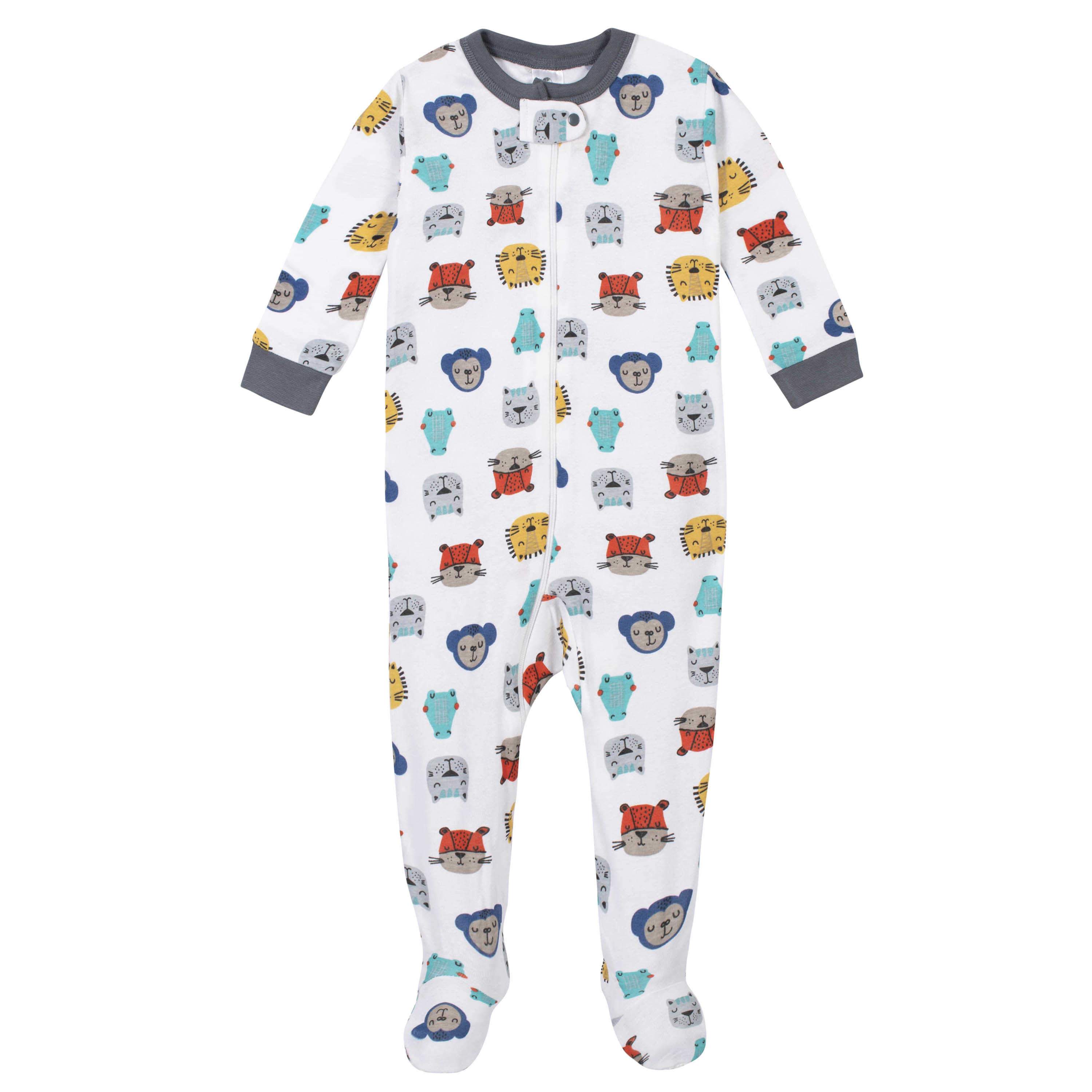 4-Pack Baby Boys Animals and Camping Footed Pajamas