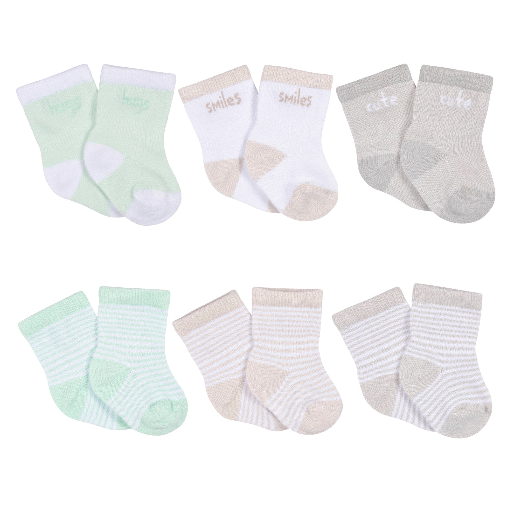 6-Pack Baby Neutral Vegetables Wiggle Proof Socks