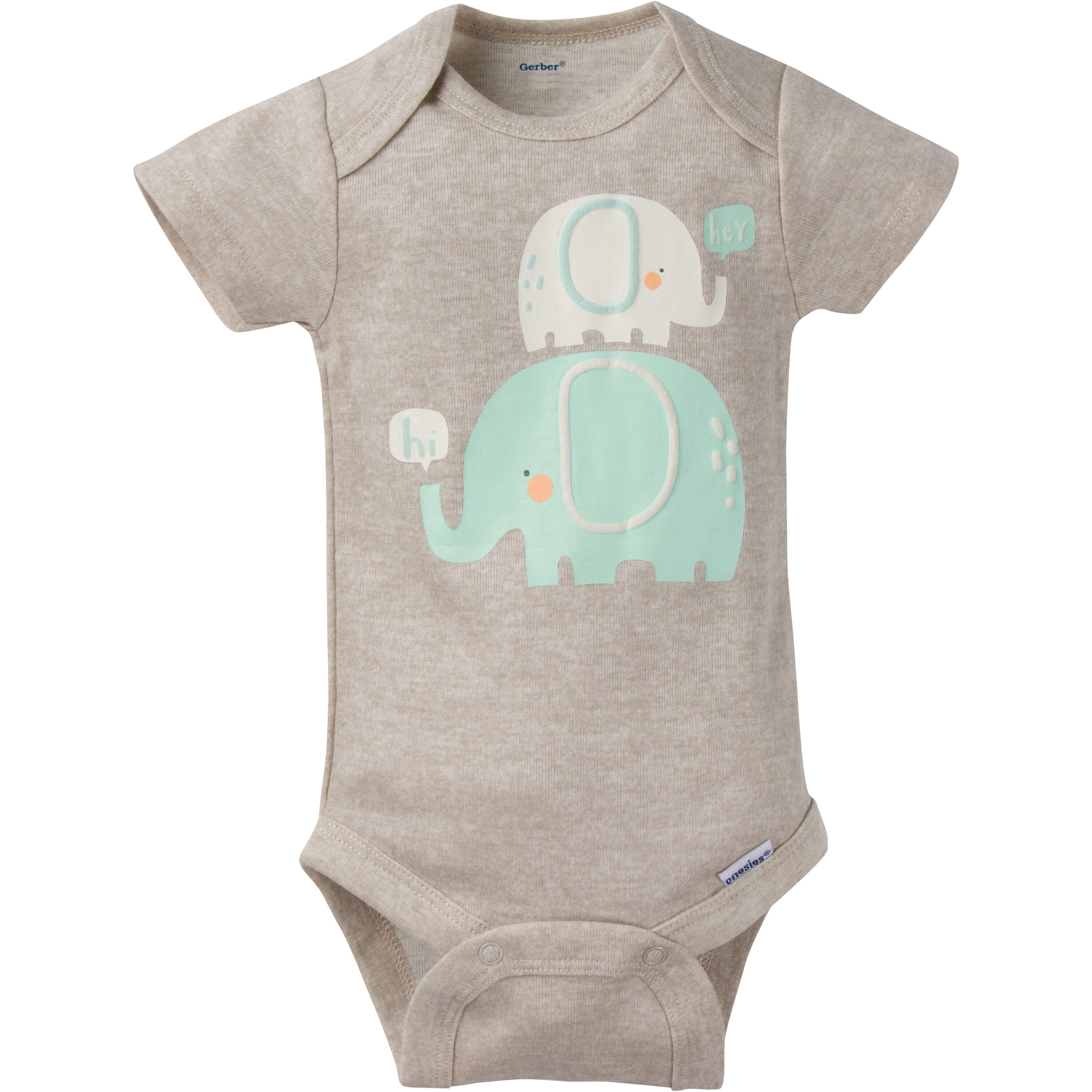 8-Pack Baby Neutral Elephant Short-Sleeve Onesies Bodysuits