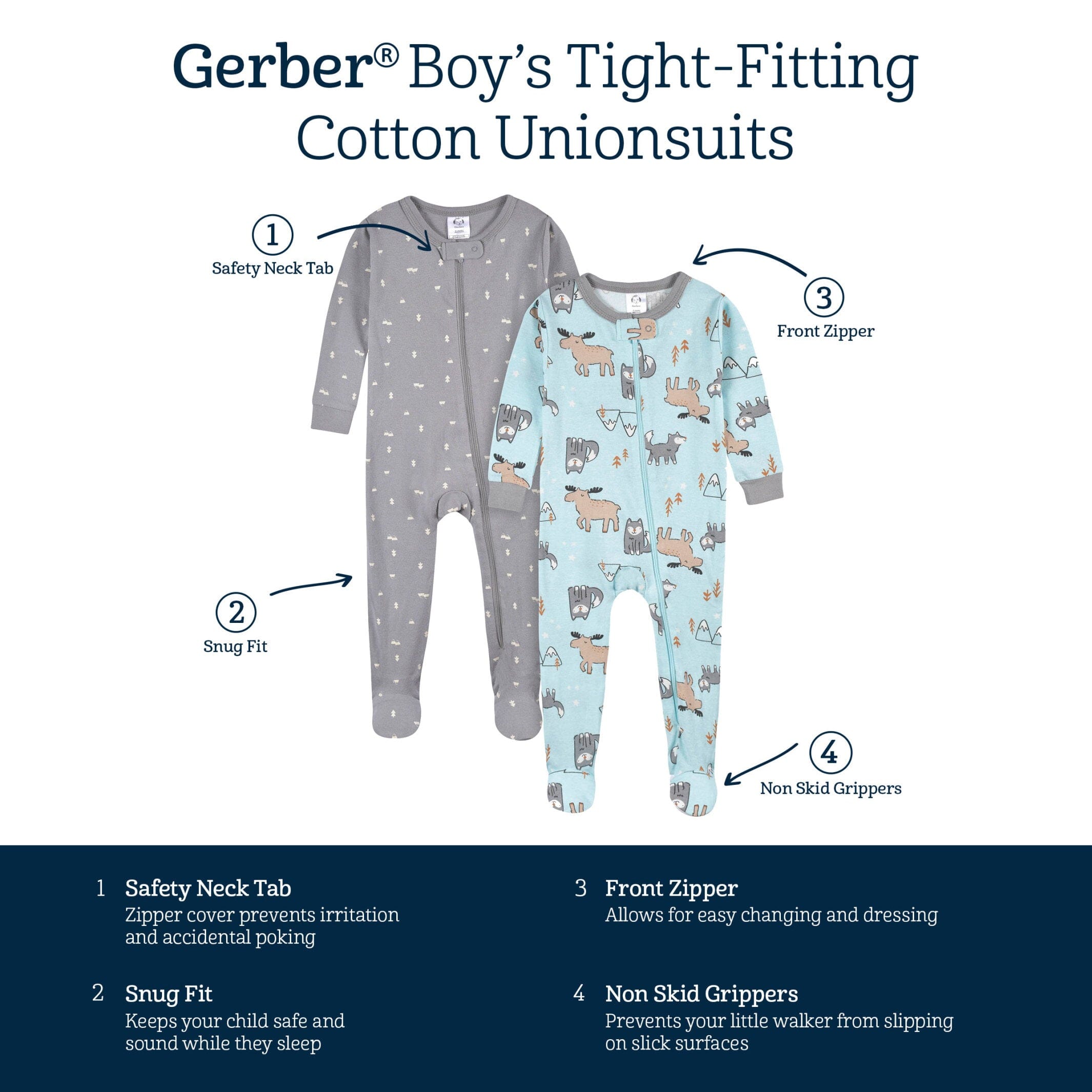 2-Pack Baby & Toddler Boys Polar Pals Snug Fit Footed Cotton Pajamas