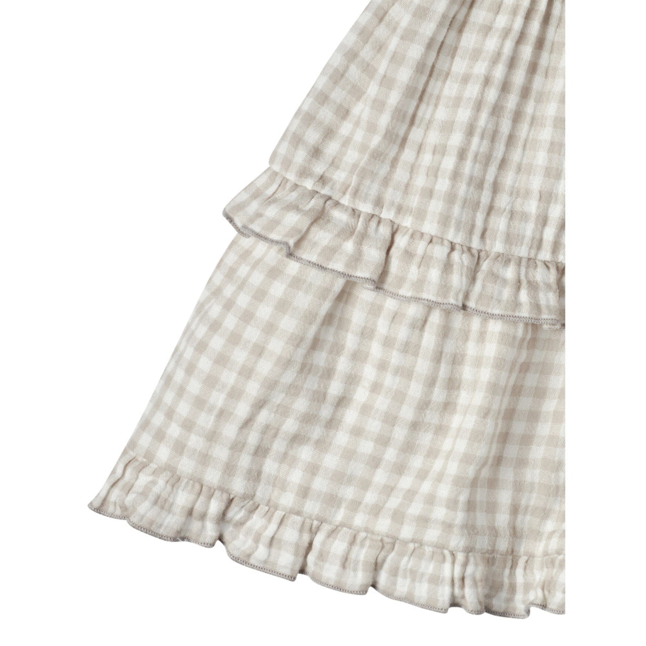 Infant & Toddler Girls Khaki Gingham Tiered Dress