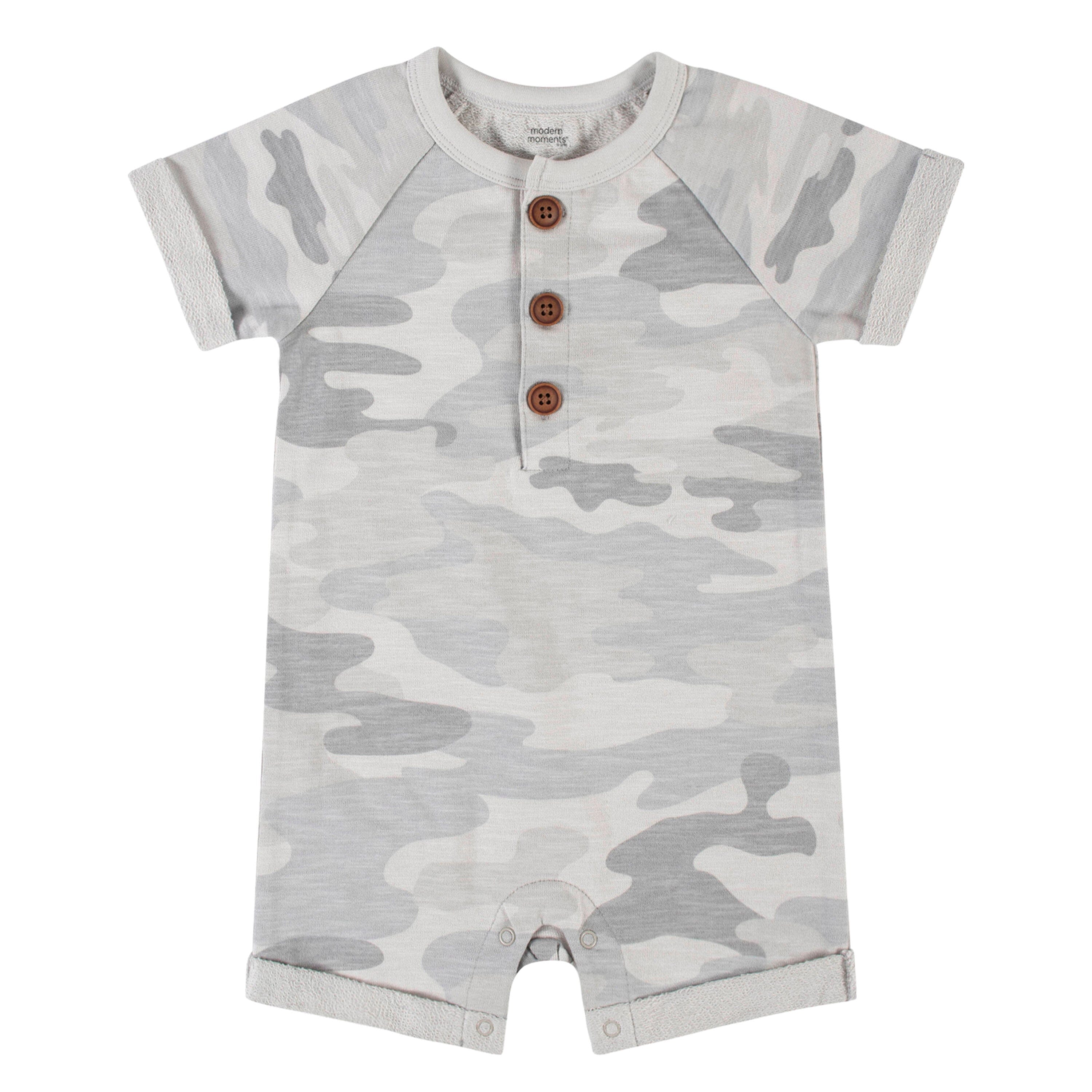 Baby Boys Camo Short Sleeve Romper