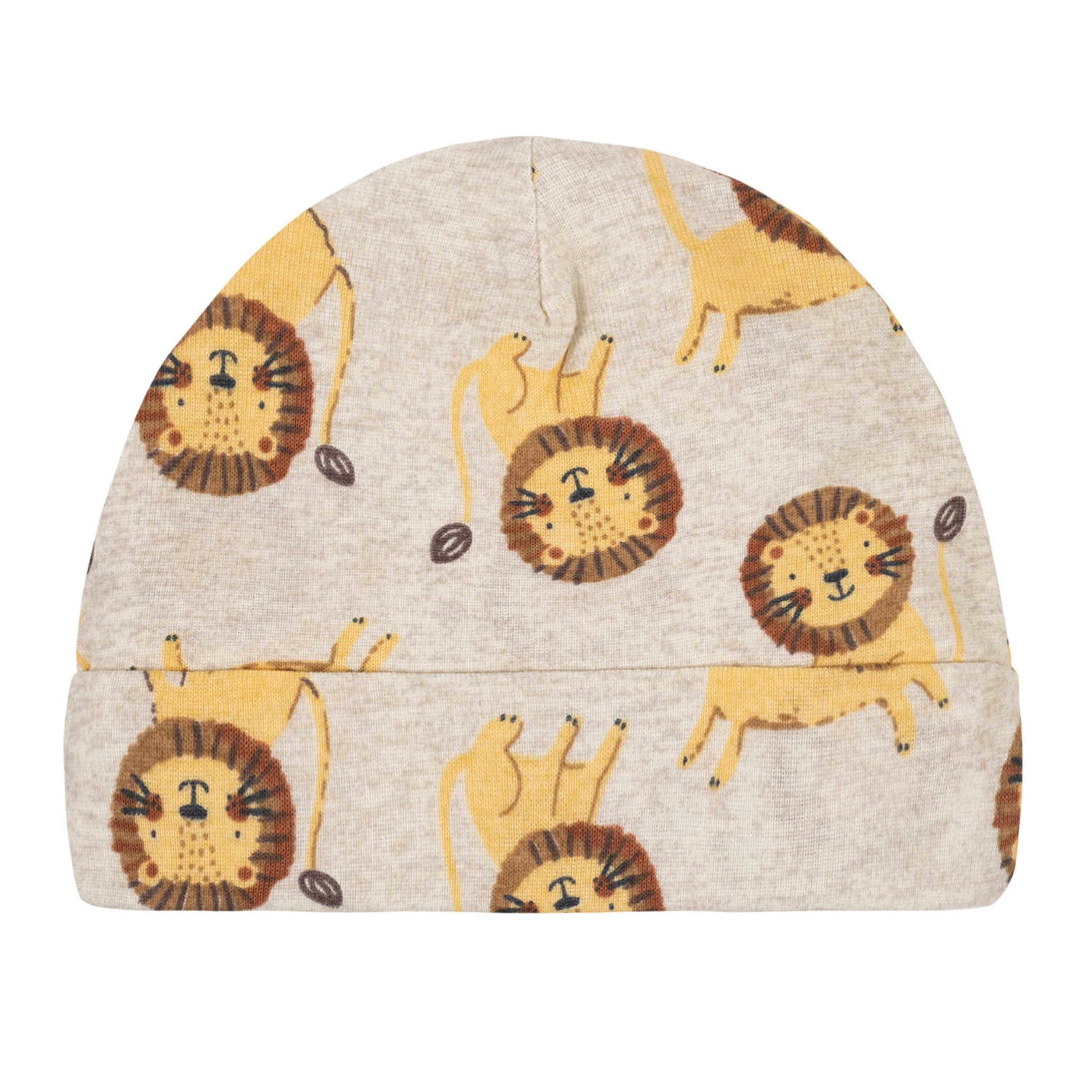 7-Piece Baby Neutral Lion Caps & Mittens Set