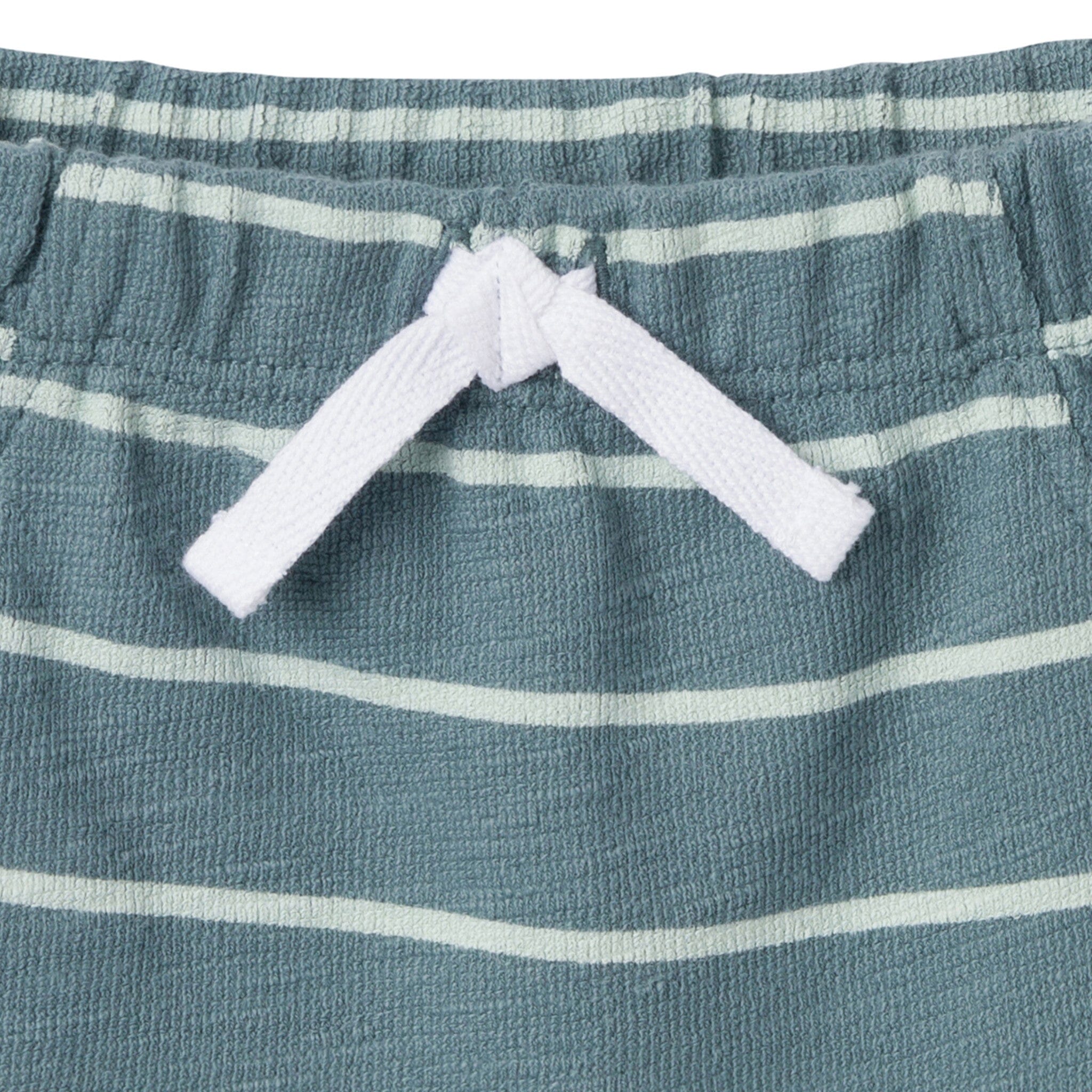 2-Piece Baby Boys Medium Teal Stripe Henley Shirt and Shorts Set