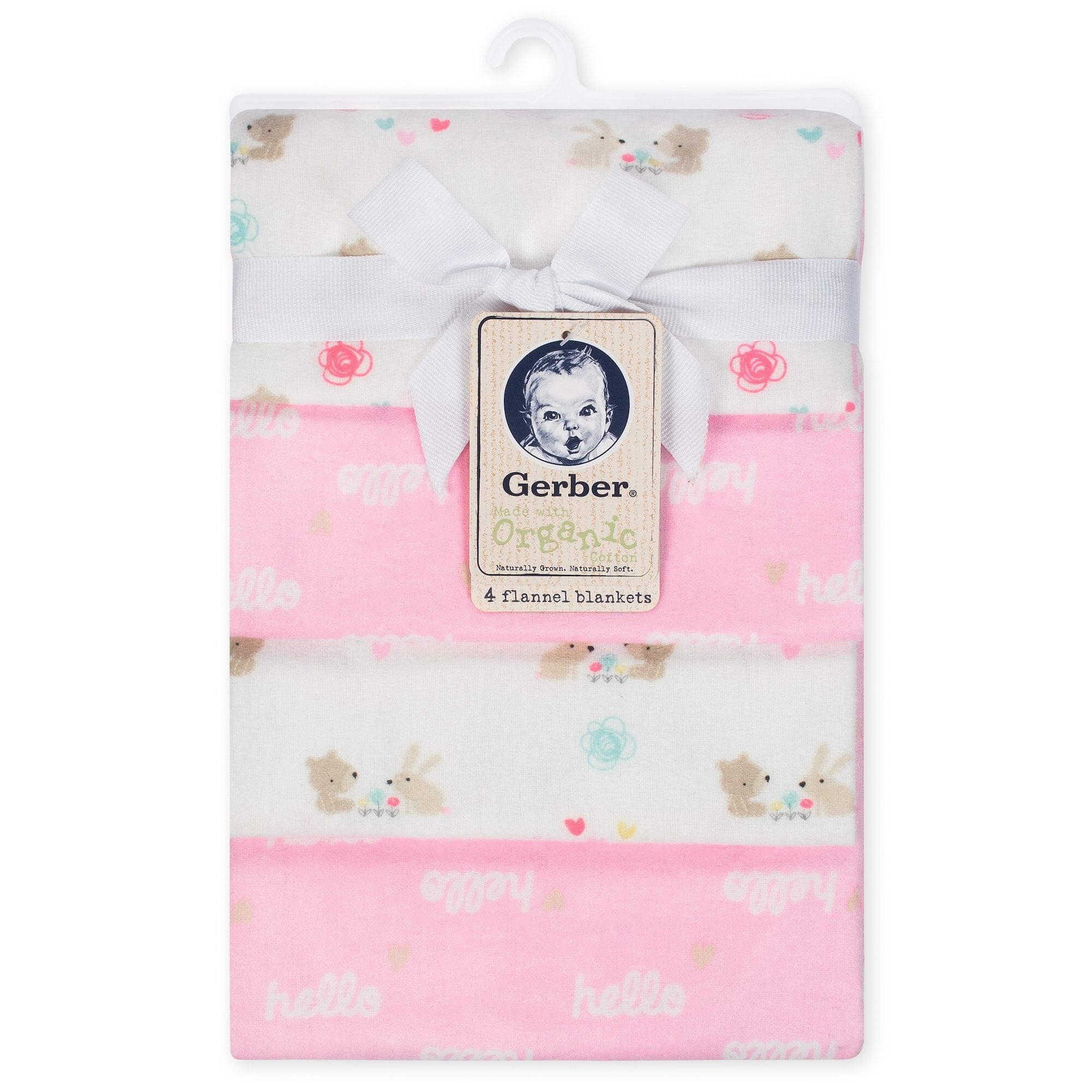 4-Pack Girls Pink Organic Flannel Blankets