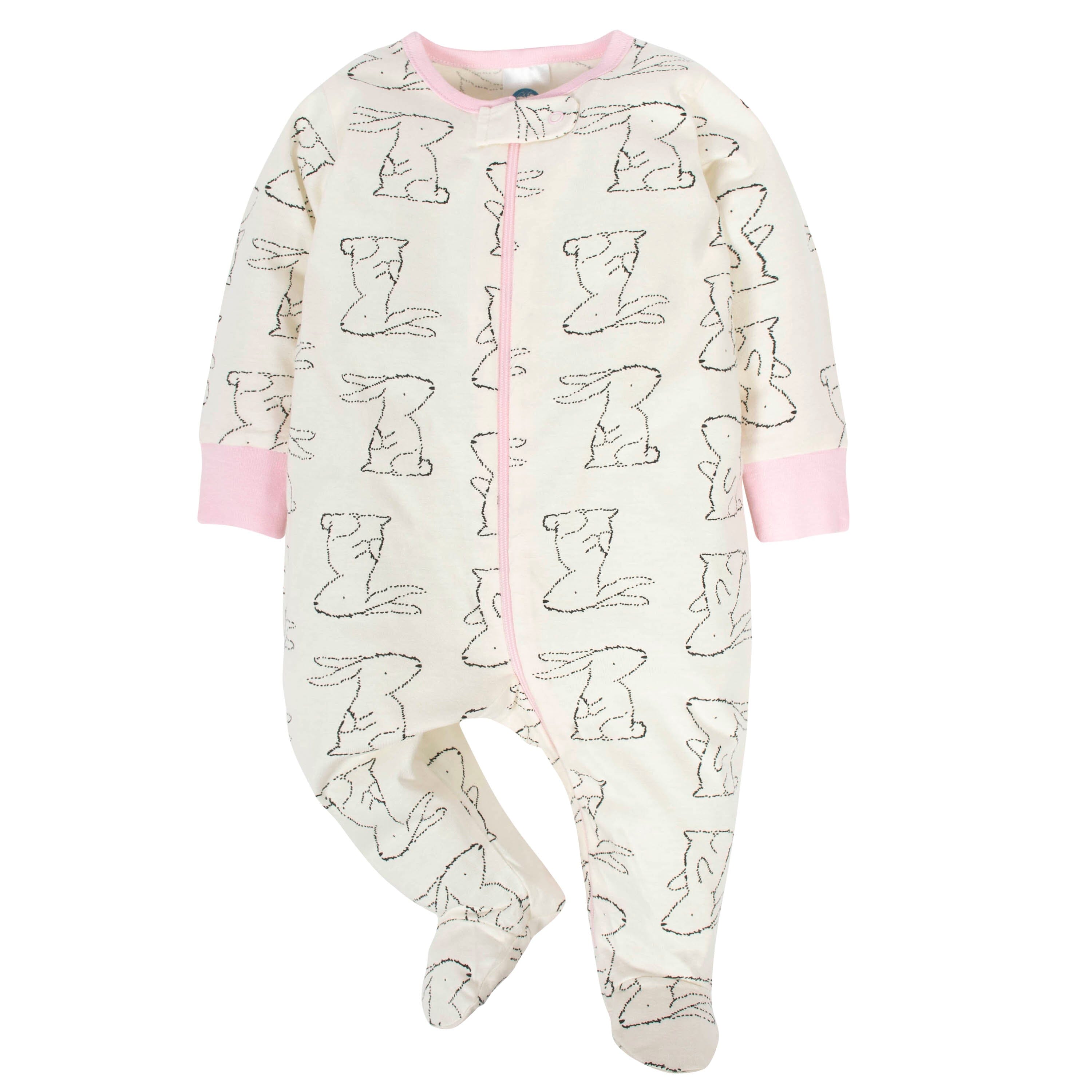 4-Pack Baby Girls Bunny Zip Front Sleep ¡®N Plays