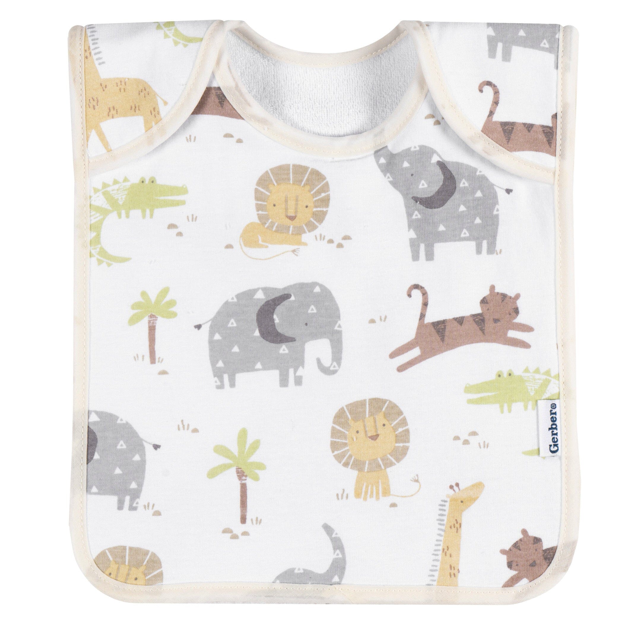 8-Pack Baby Neutral Safari Jersey Lap Shoulder Bibs