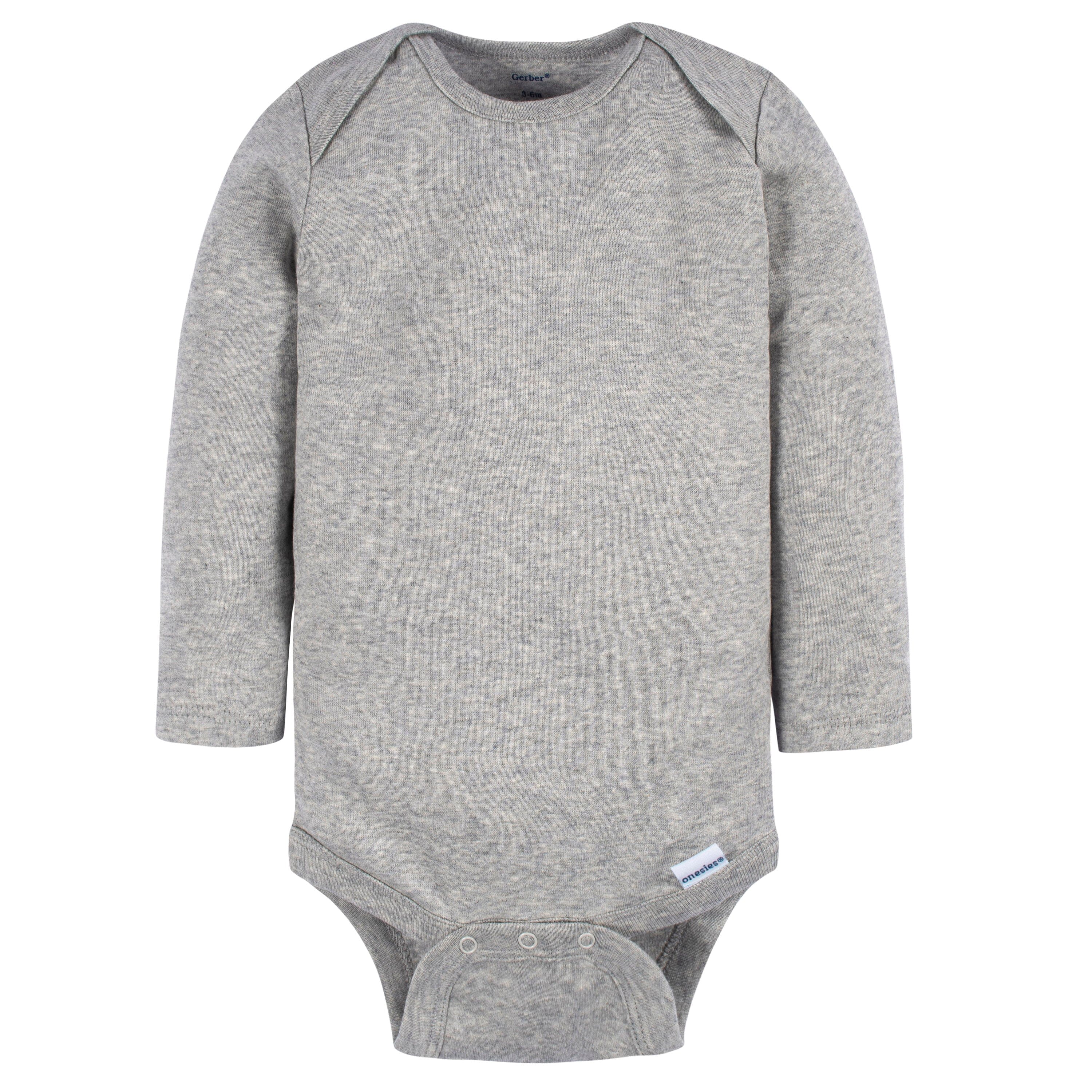 4-Pack Baby Neutral Grey Long Sleeve Onesies Bodysuits