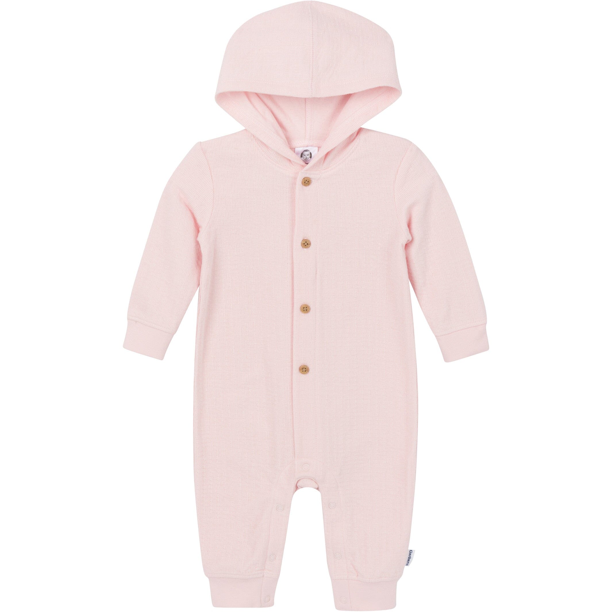 Baby Girls Pink Hooded Romper