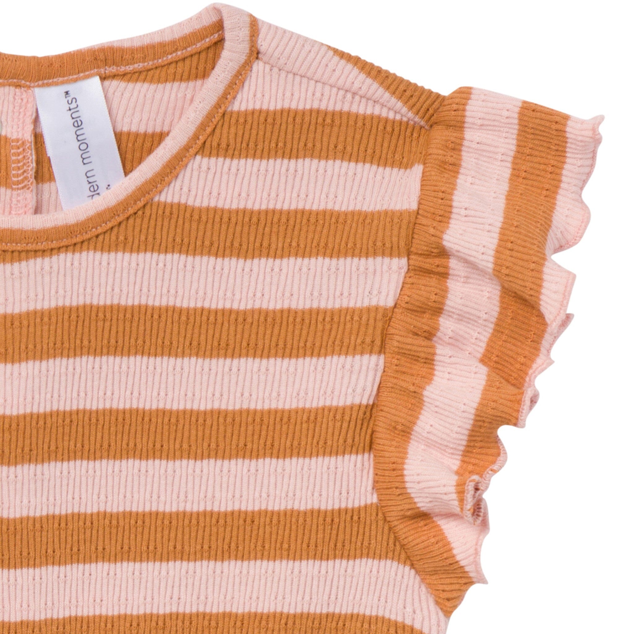 Infant & Toddler Girls Rose Stripe Flutter Sleeve Romper