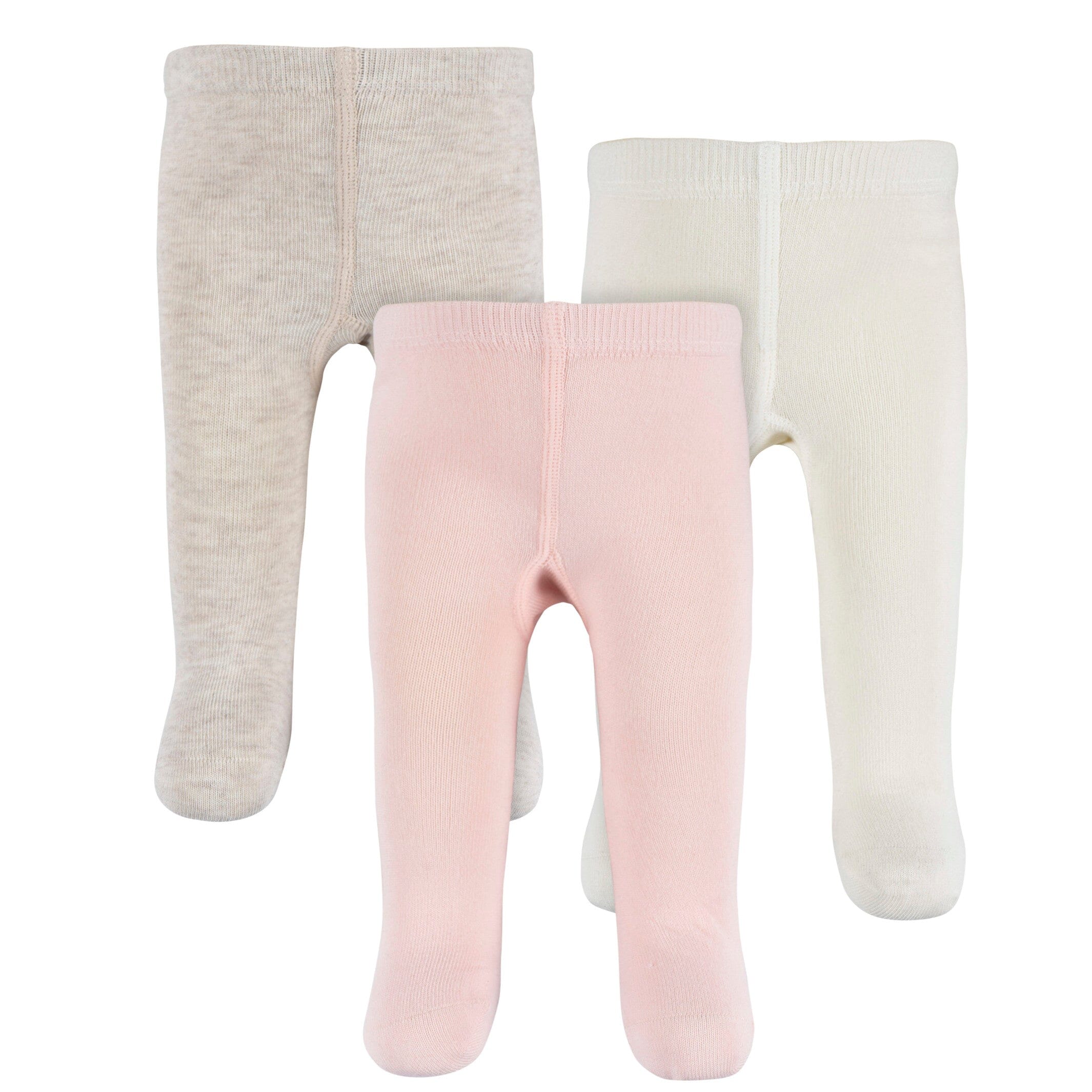 3-Pack Baby and Toddler Girls Oatmeal Heather, Ivory, and Pink Tights