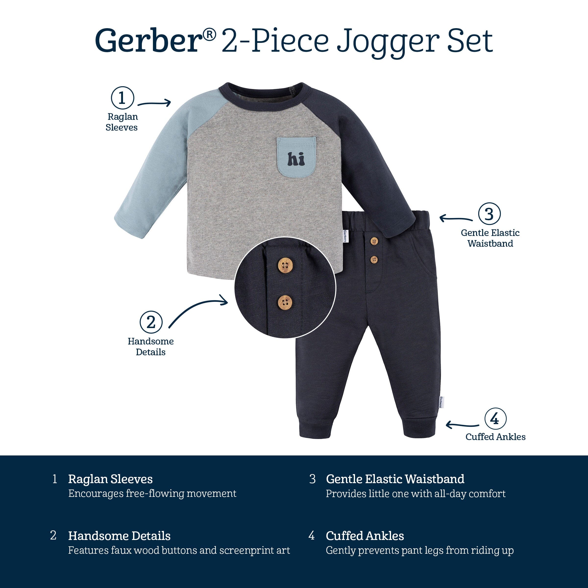 2-Piece Baby Boys Happy Top & Joggers Set