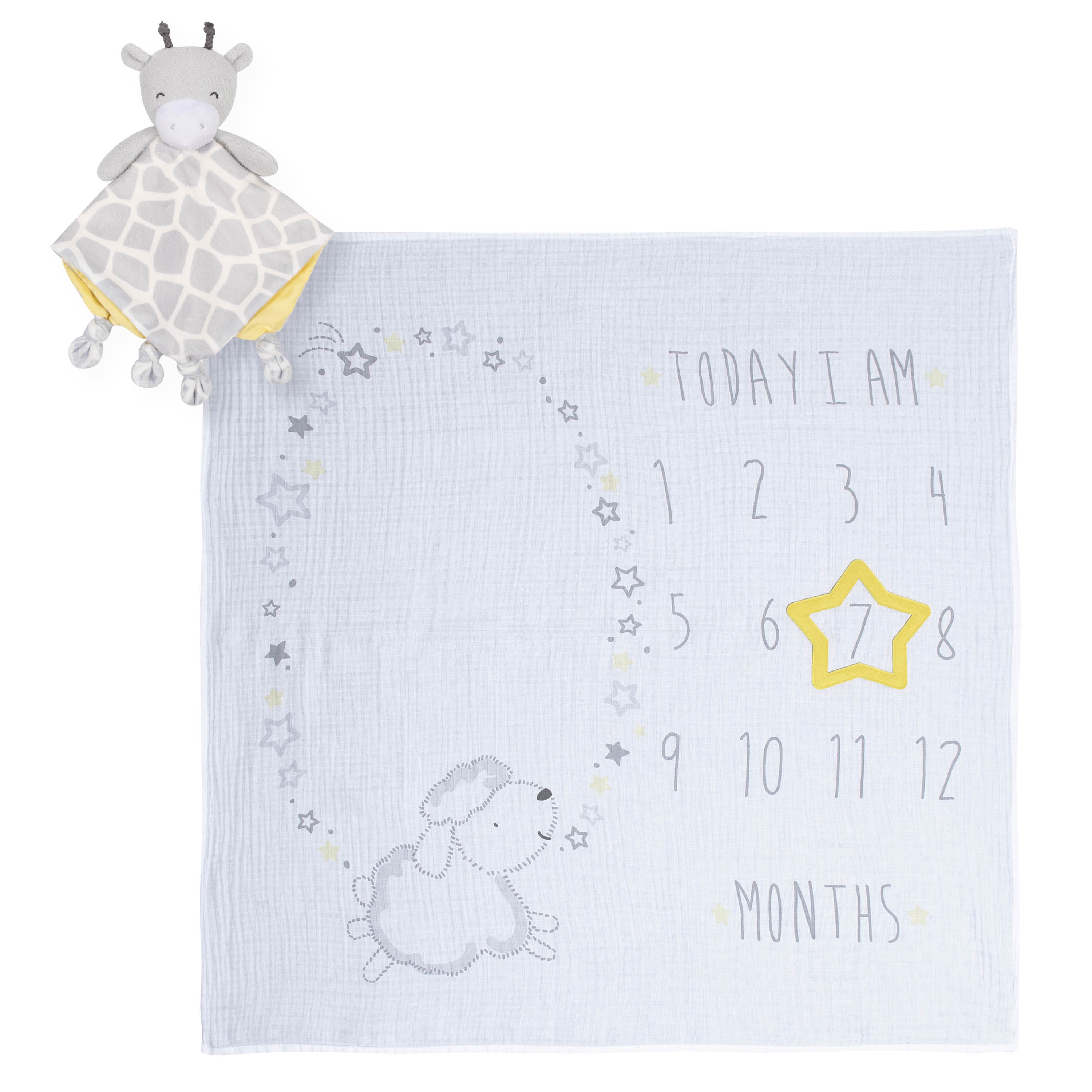 Gerber 2-Piece Baby Neutral Giraffe Monthly Milestone and Security Blanket Set