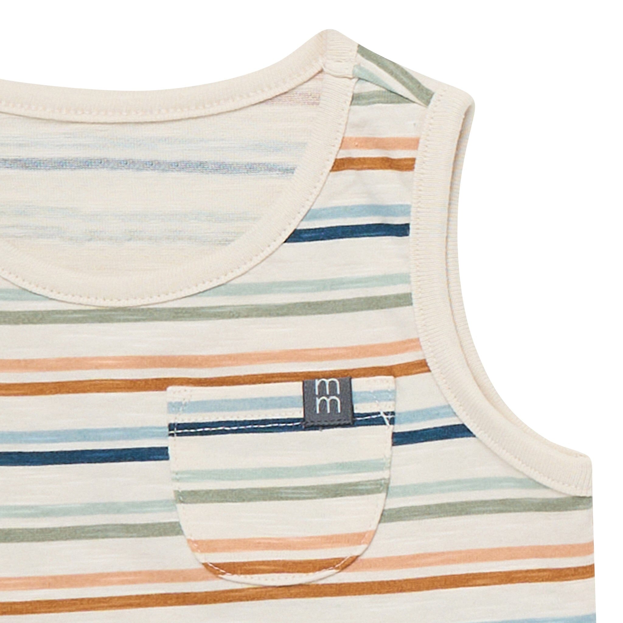 4-Piece Baby Boys Beige Stripe/Medium Teal Sleeveless Shirt and Shorts Set