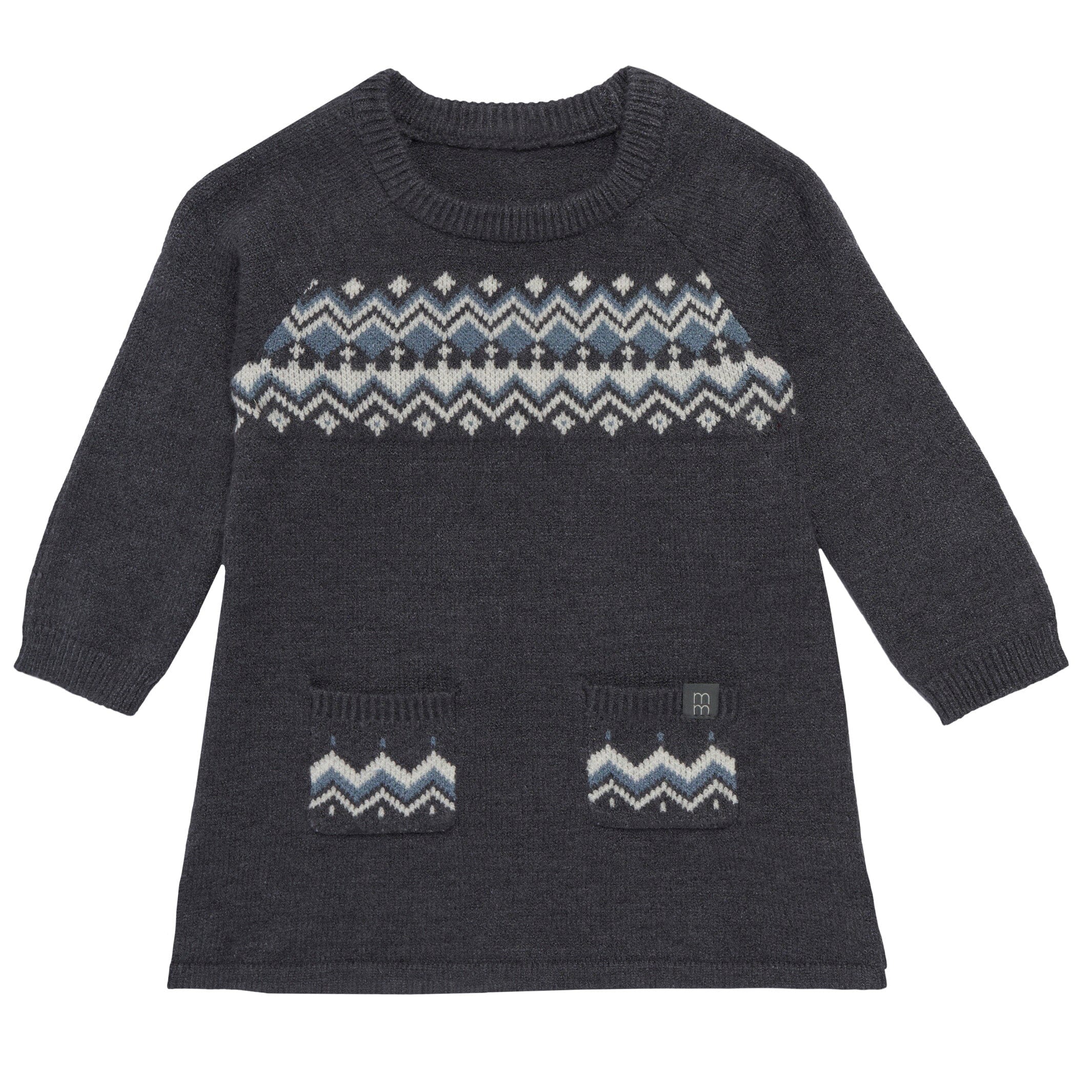 Baby Girls Dark Grey Heather Fair Isle Sweater Dress