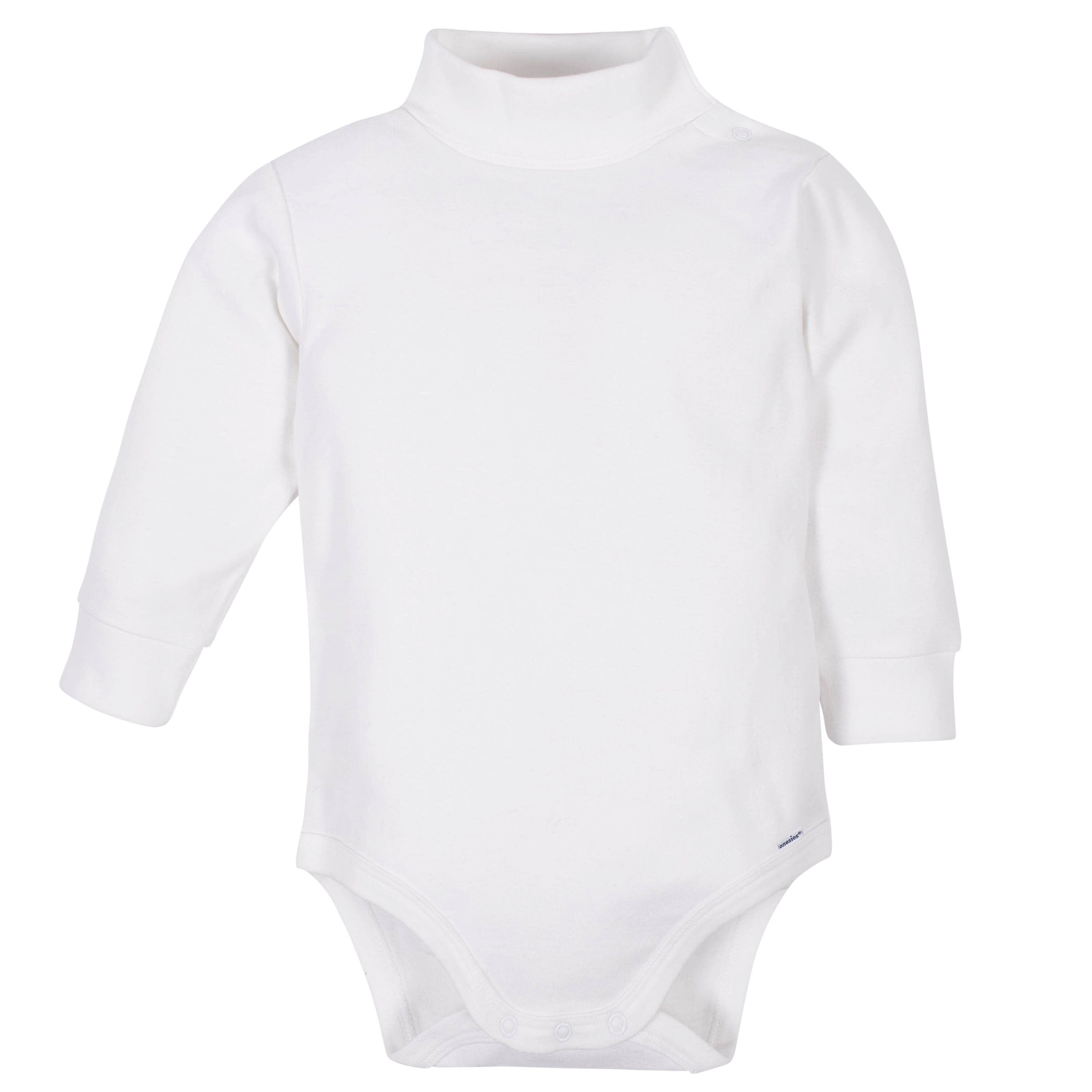 2-Pack Baby and Toddler Neutral White Long Sleeve Turtleneck Onesies Bodysuits