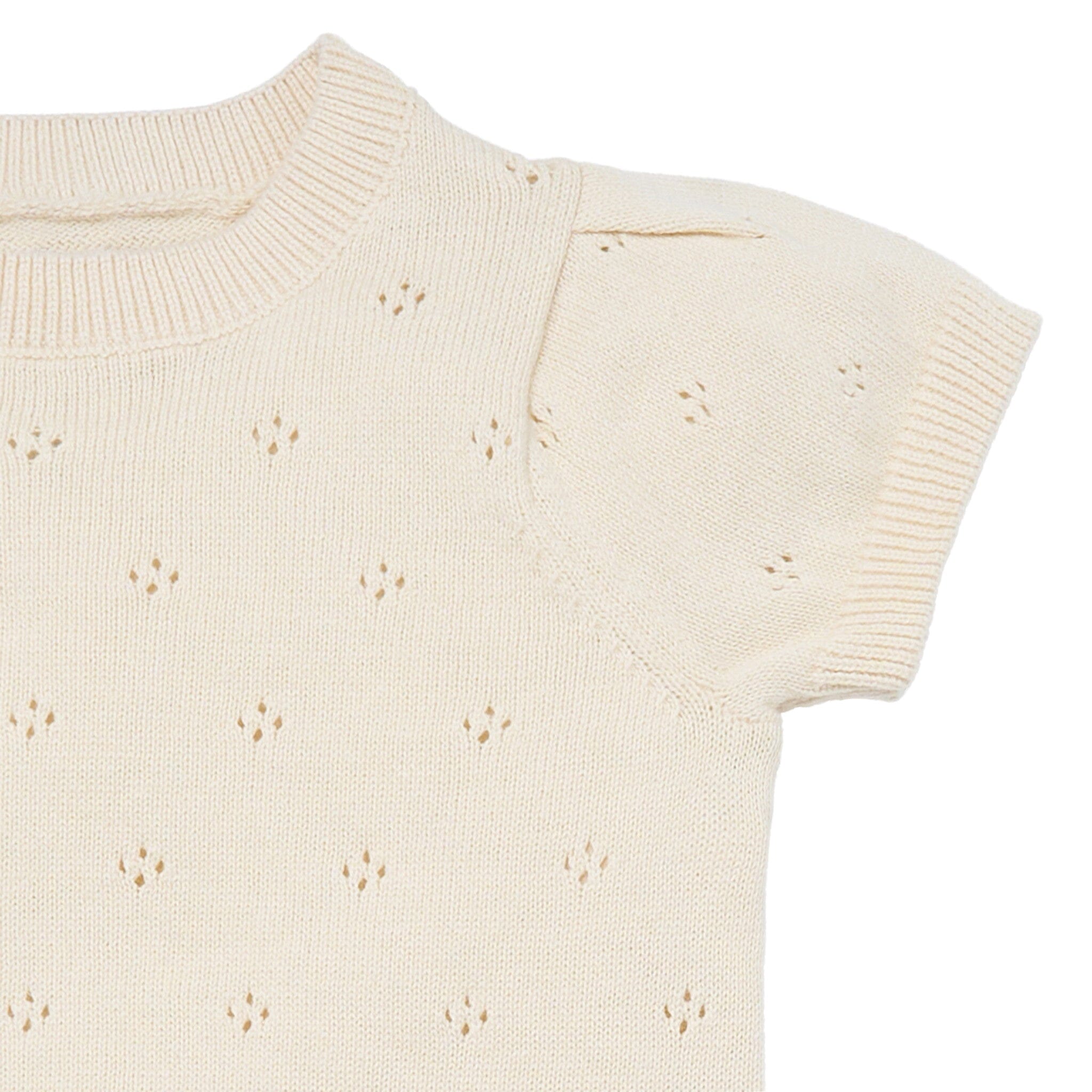 2-Piece Baby Girls Beige Sweater Knit Top and Shorts Set