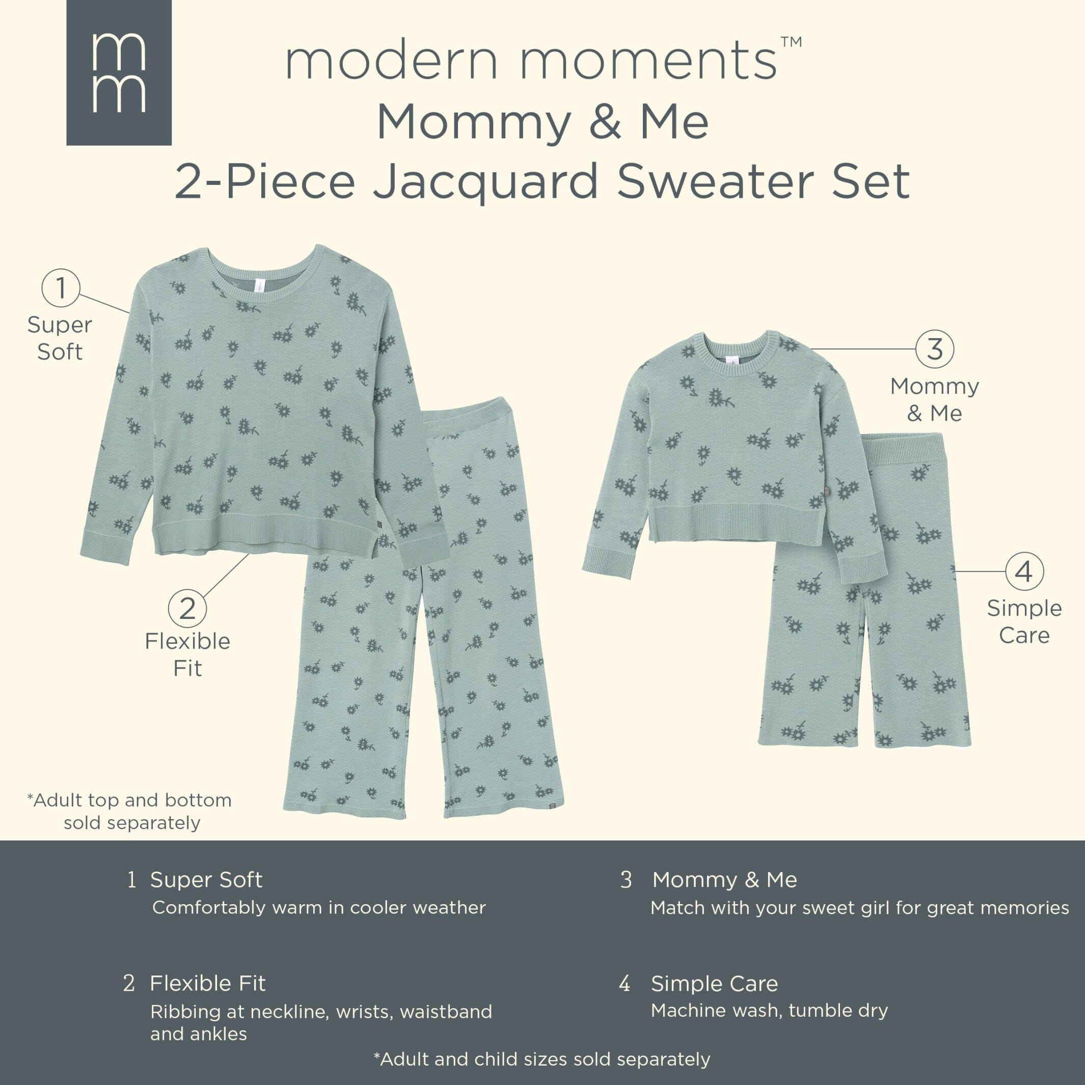 2-Piece Infant & Toddler Girls Medium Sky Daisies Jacquard Sweater Set