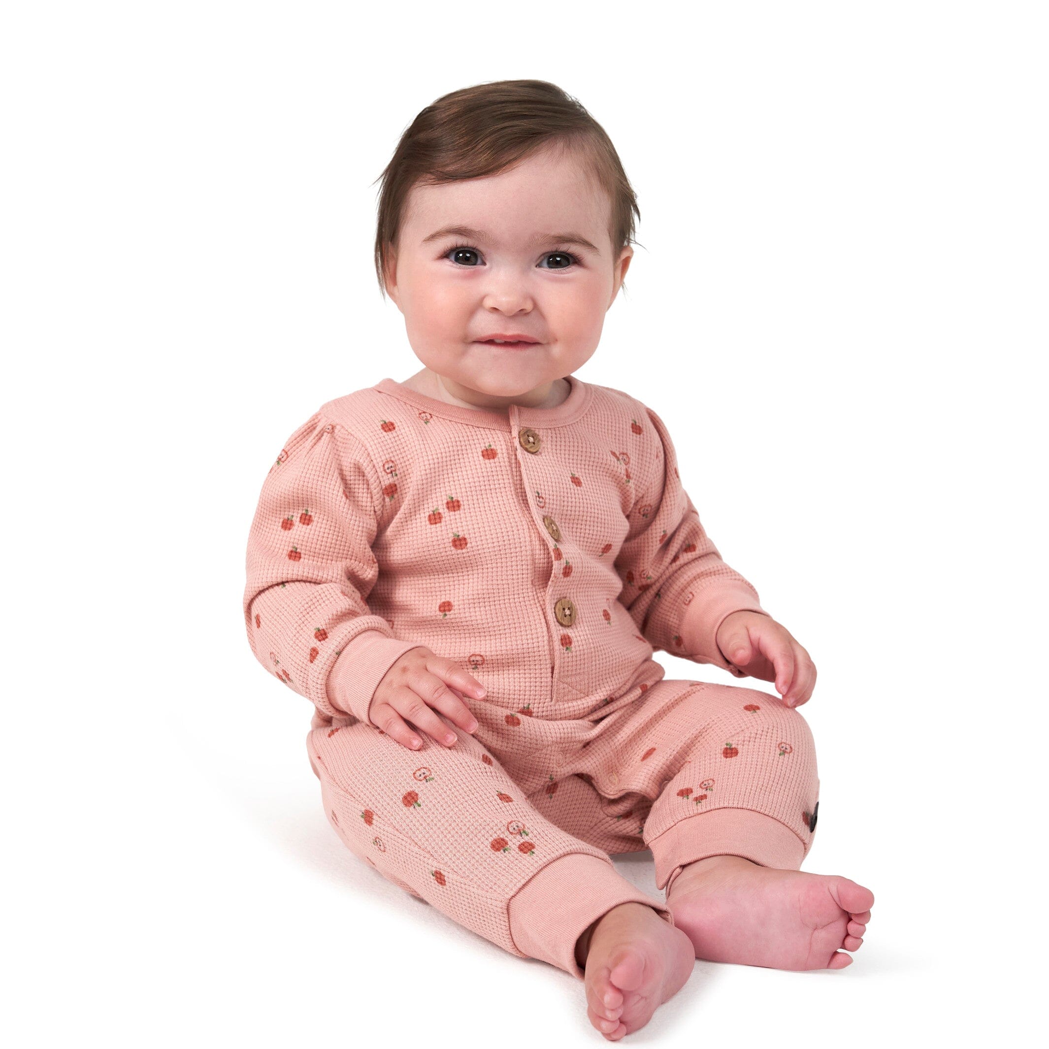 Baby Girls Little Apples Waffle Romper