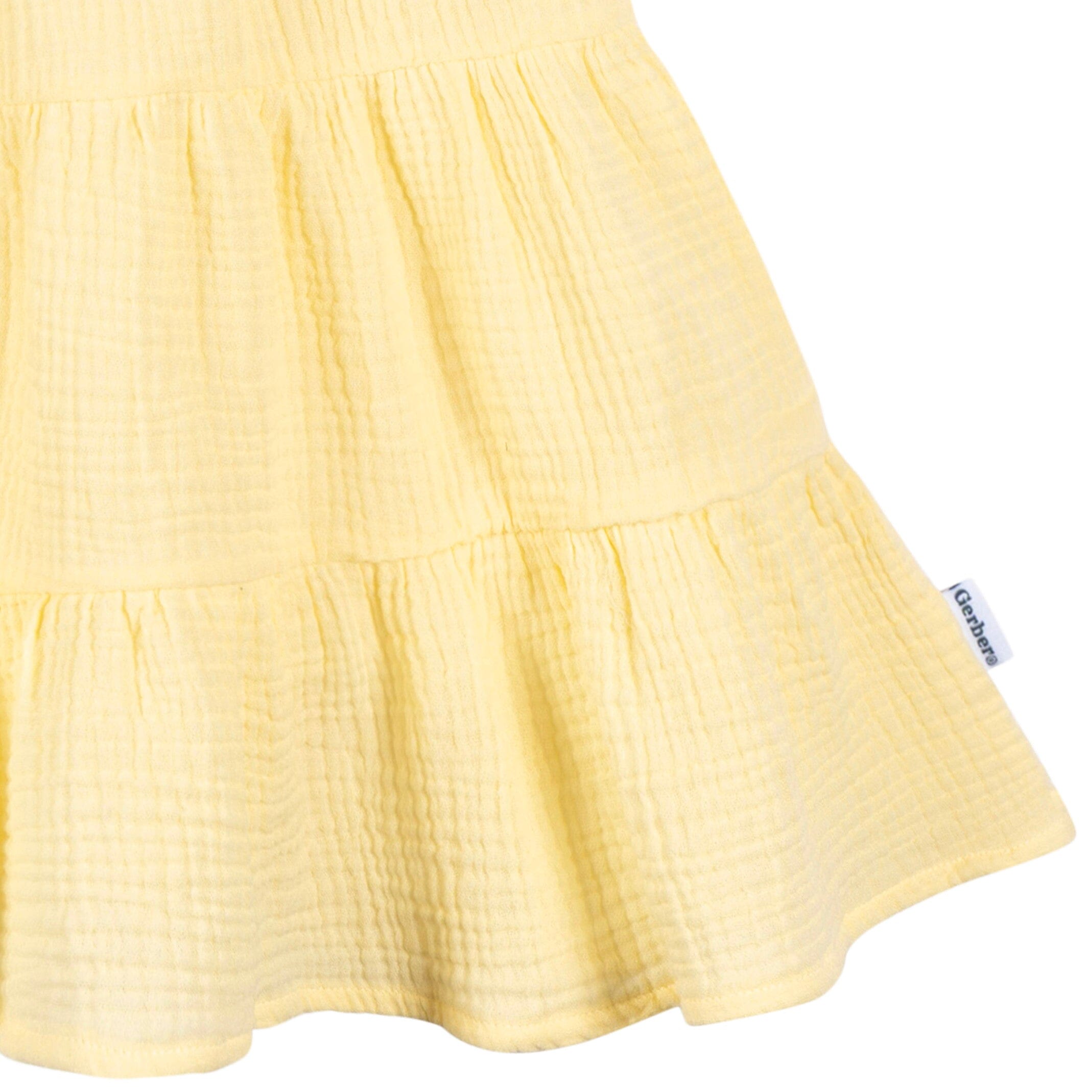 Toddler Girls Yellow Tiered Cotton Gauze Dress