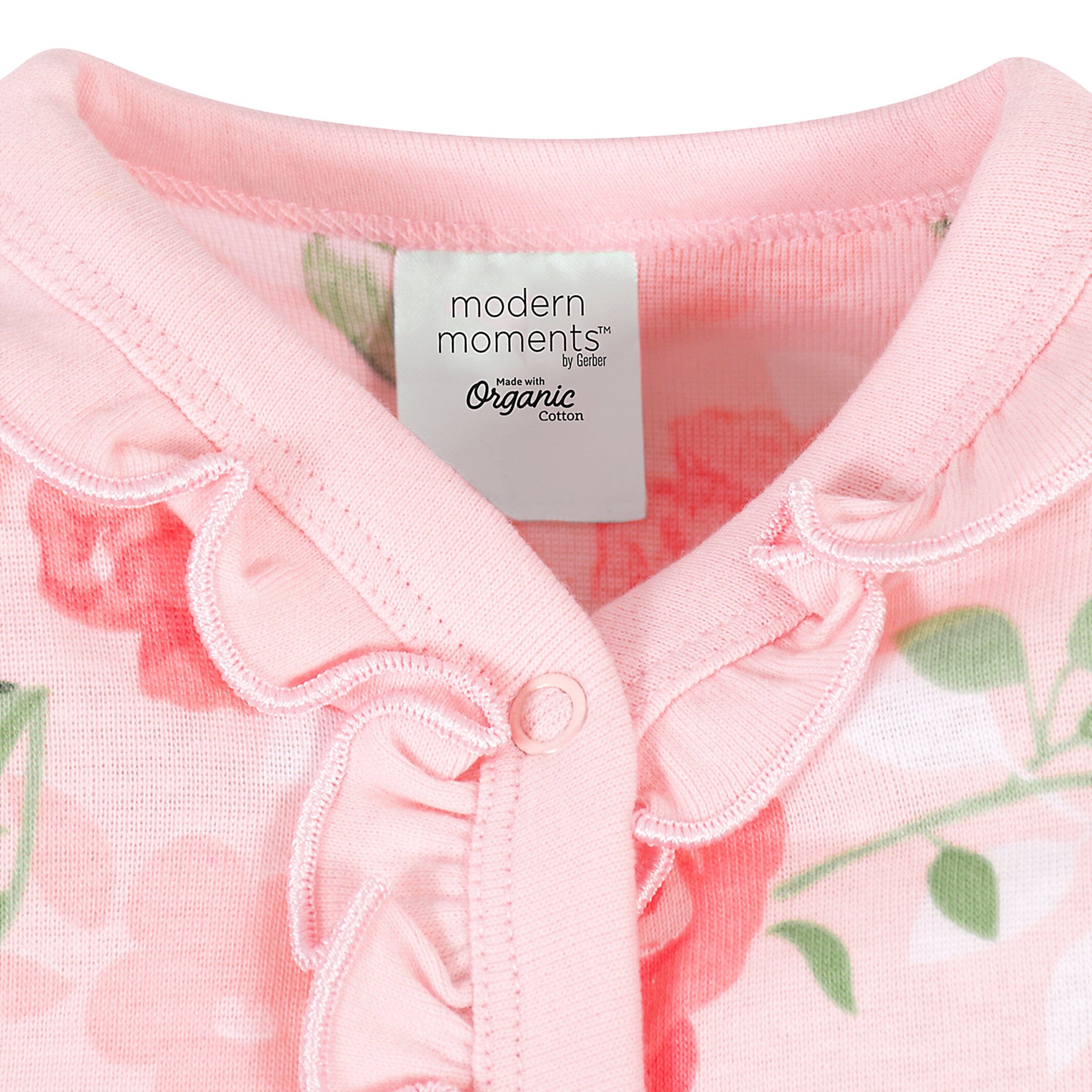 Baby Girls Pink Roses Organic Coveralls