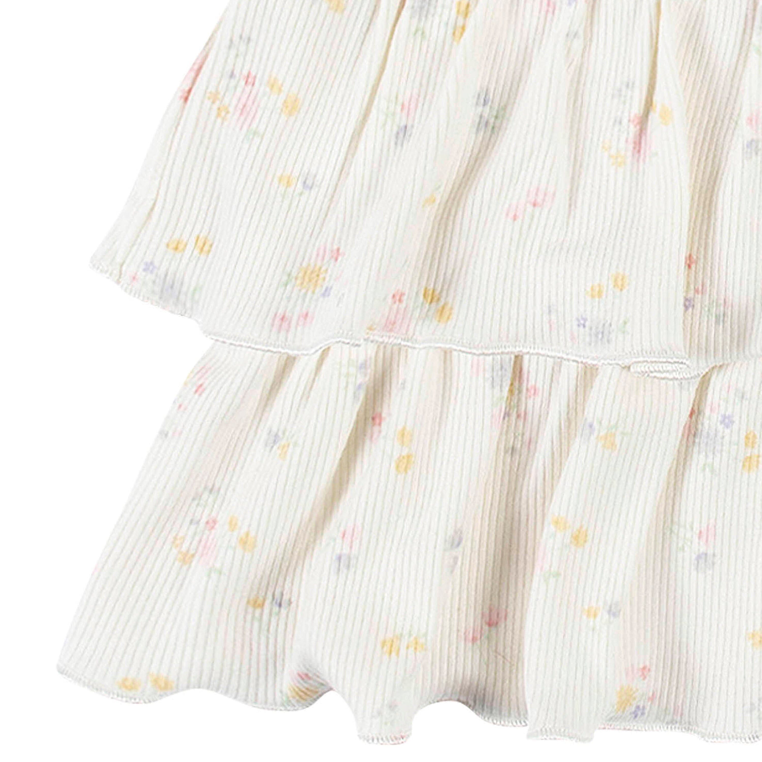 2-Piece Baby Girls White Floral Dress & Diaper Cover