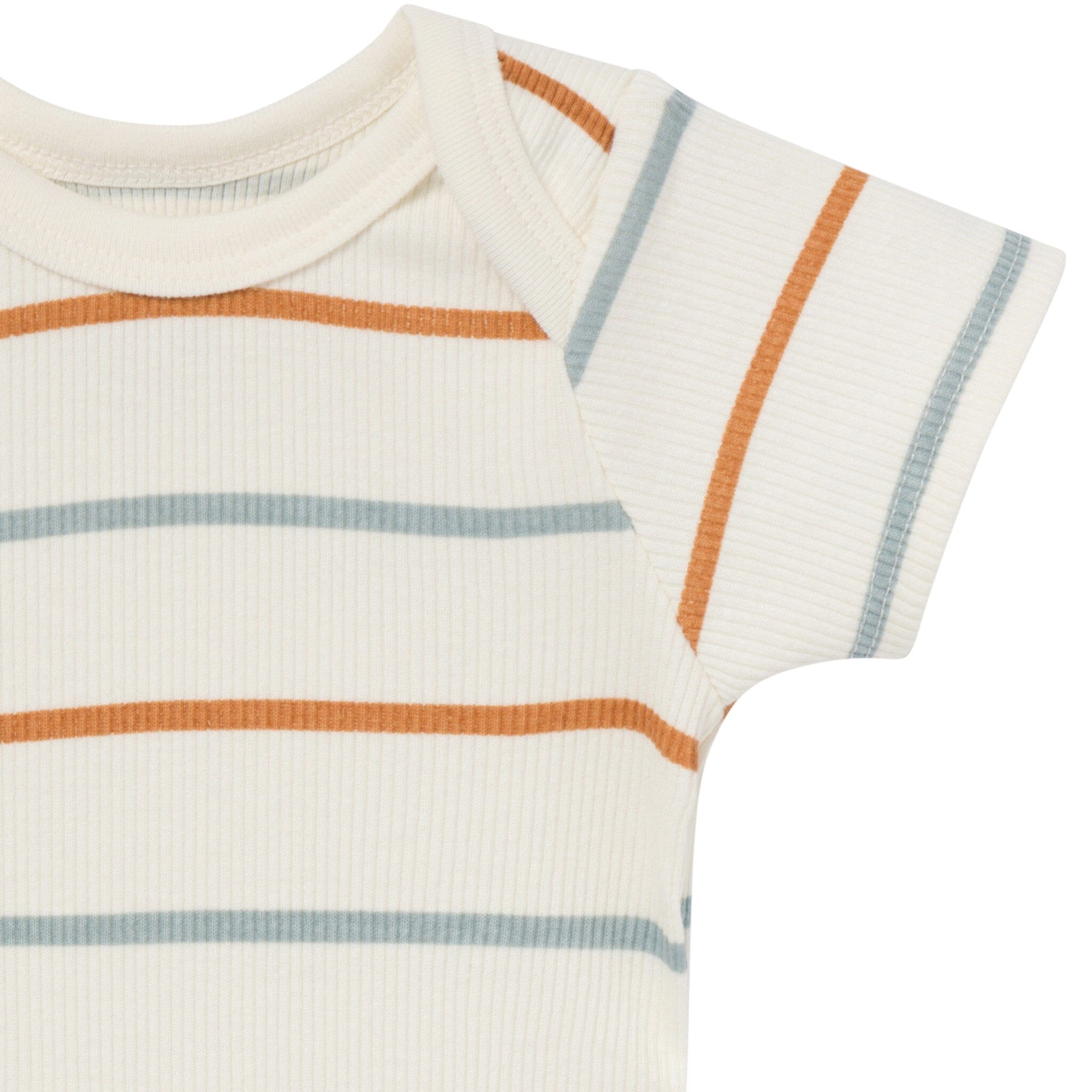 4-Pack Baby Boys Ivory Stripe Short Sleeve Bodysuits and Shorts Set