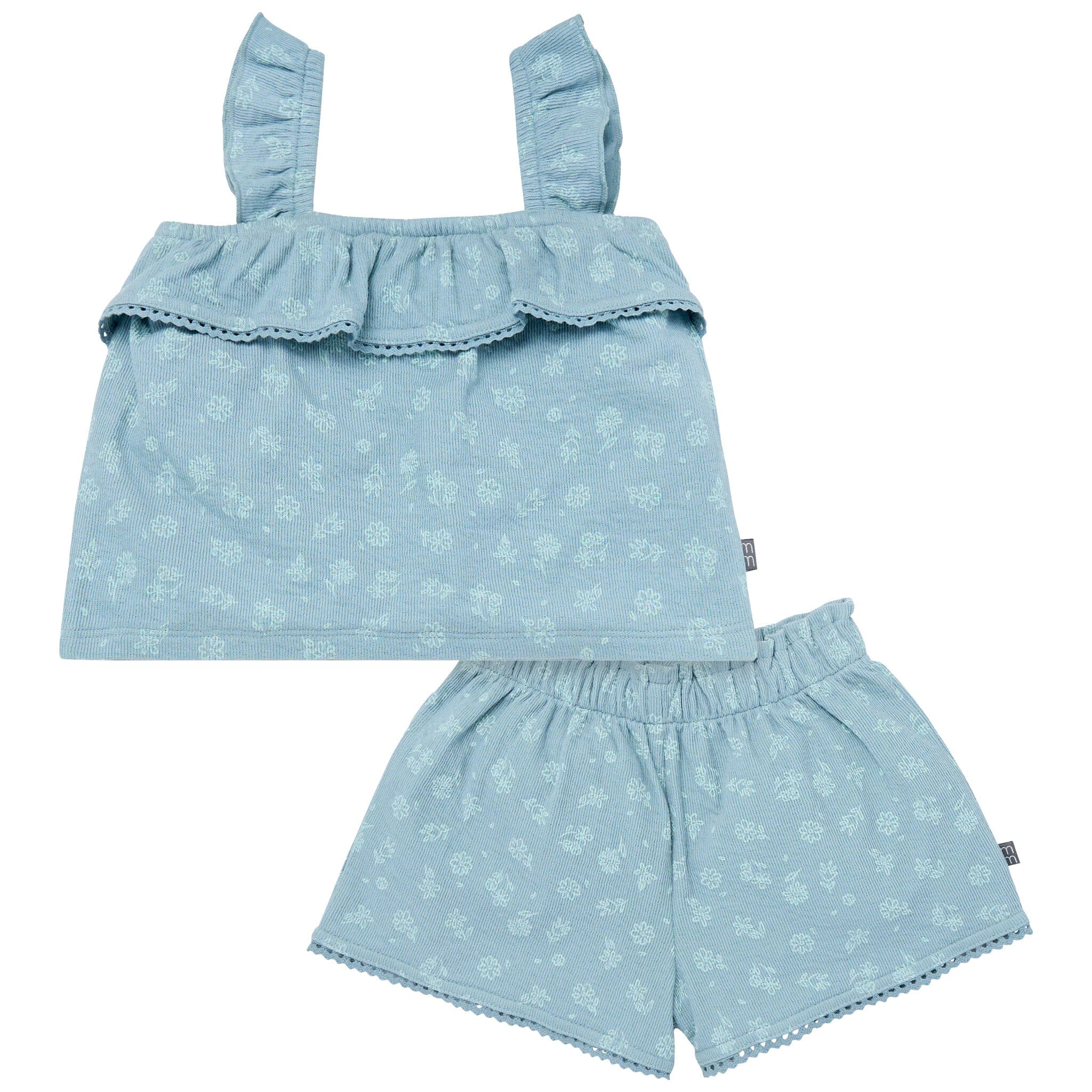 2-Piece Infant & Toddler Girls Teal Floral Top and Shorts Set