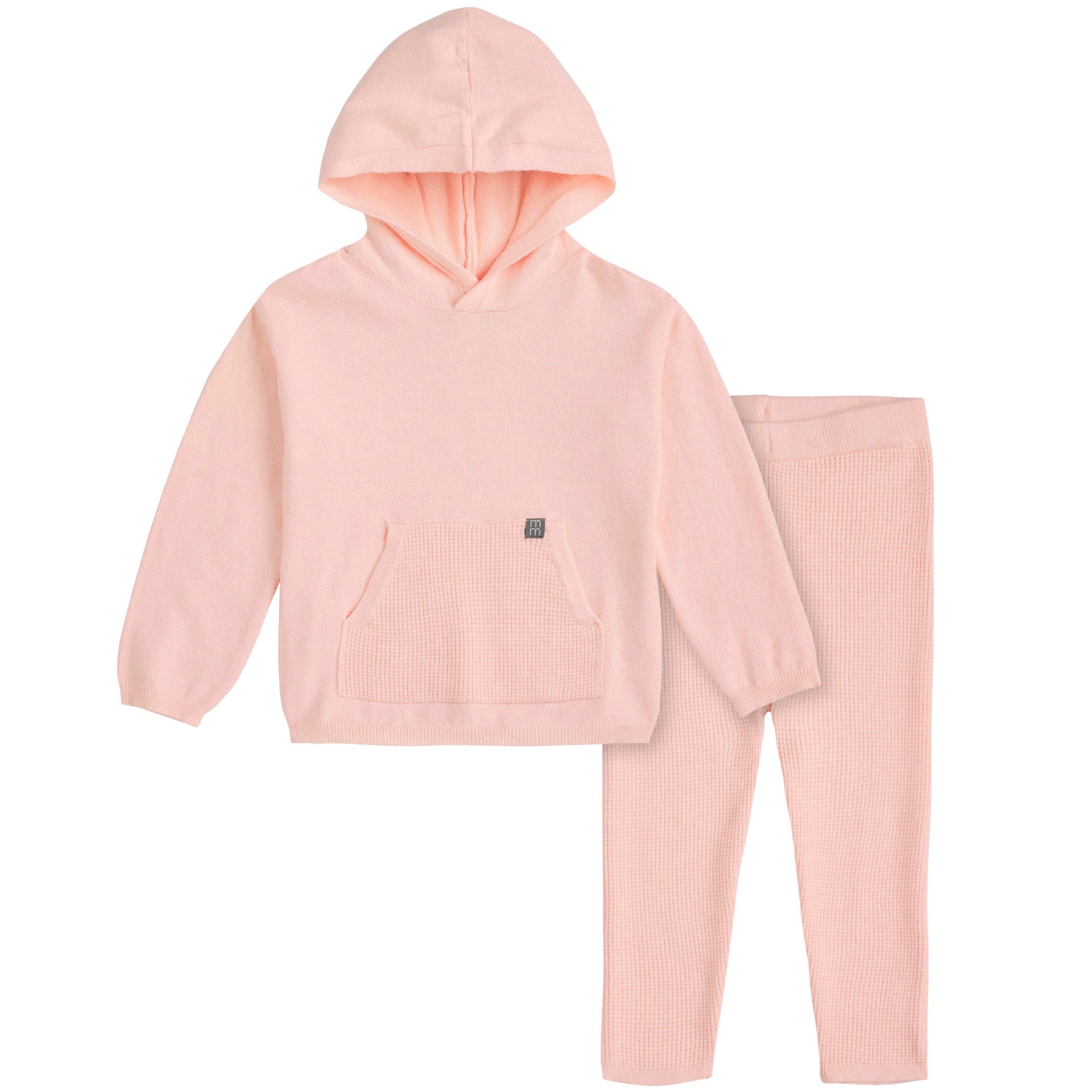 Mommy & Me 2-Piece Pink Hooded Waffle Top & Legging Bundle