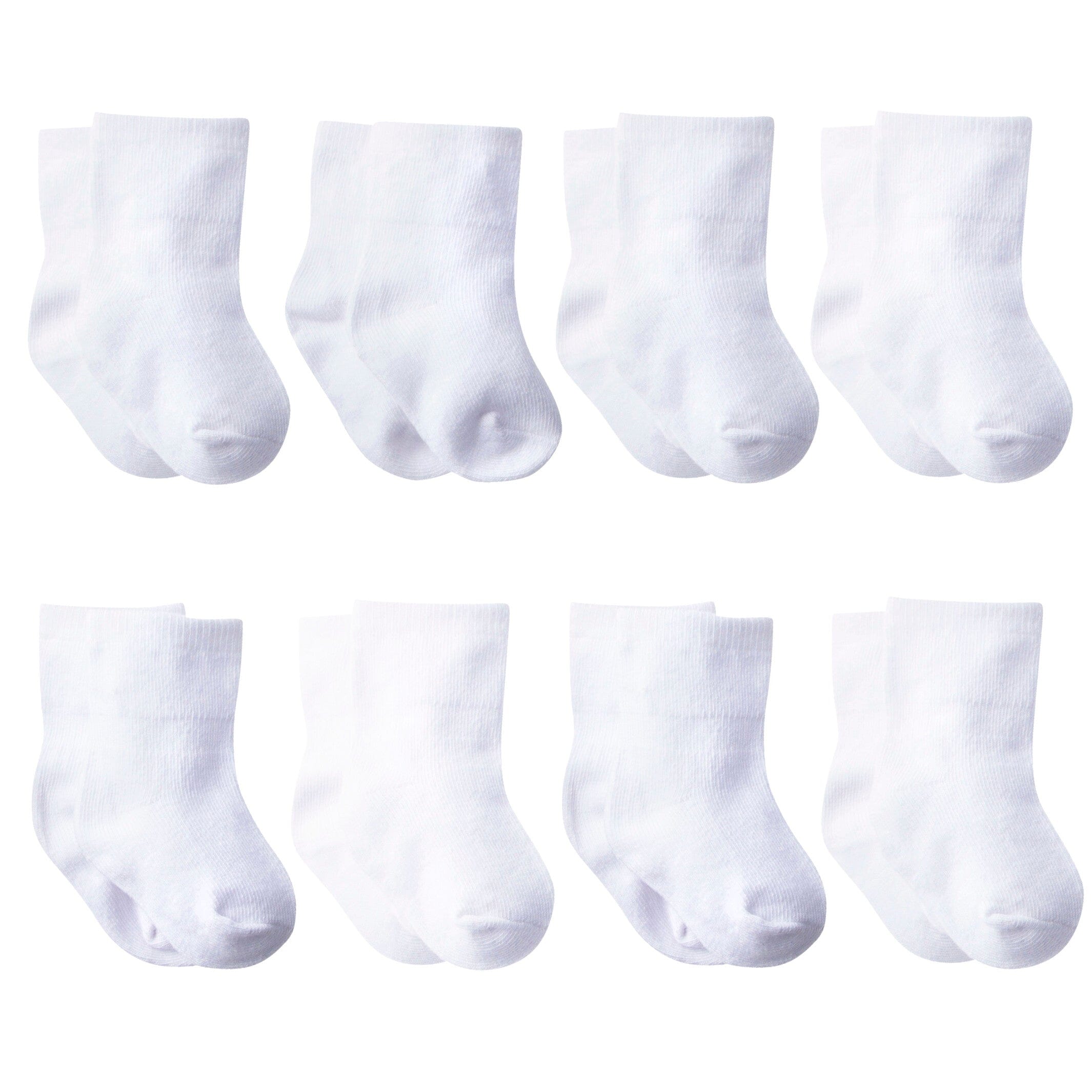 8-pack White Jersey Wiggle Proof Crew Sock