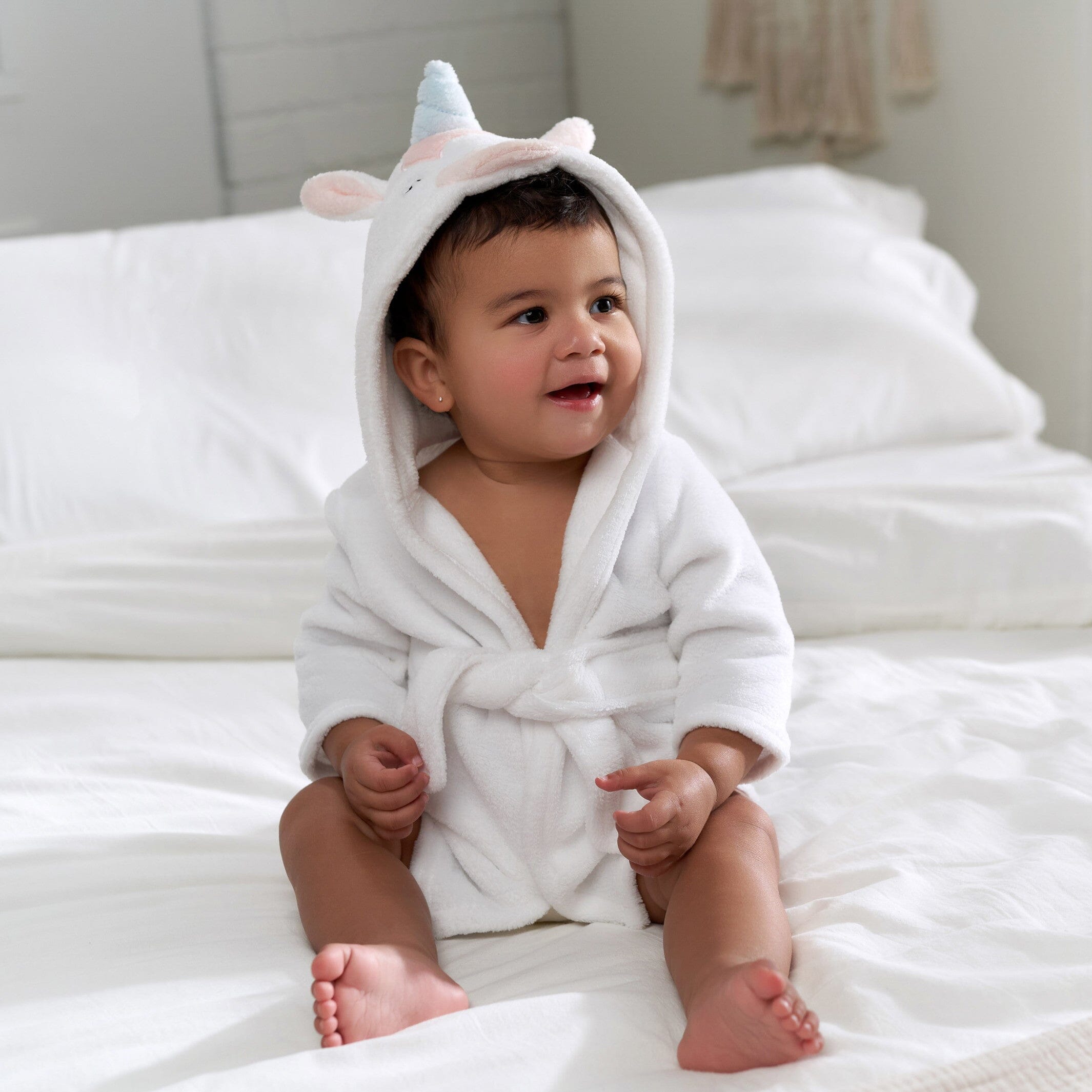 Embroidered Baby Girls Unicorn Robe