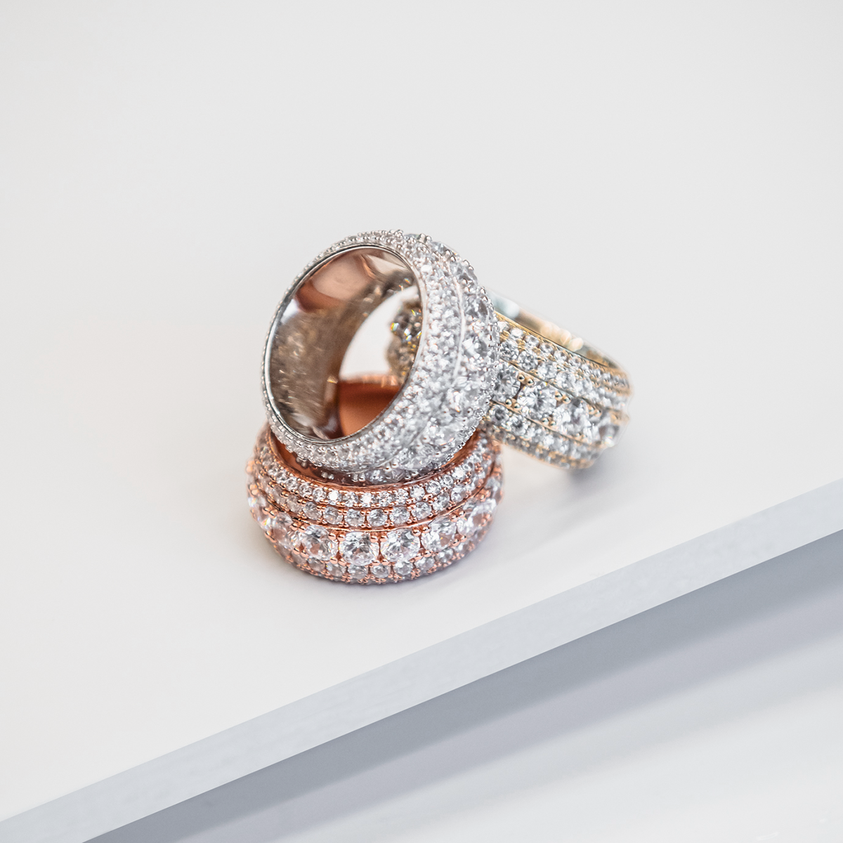 5 Layer Diamond Band Ring in Rose Gold Vermeil