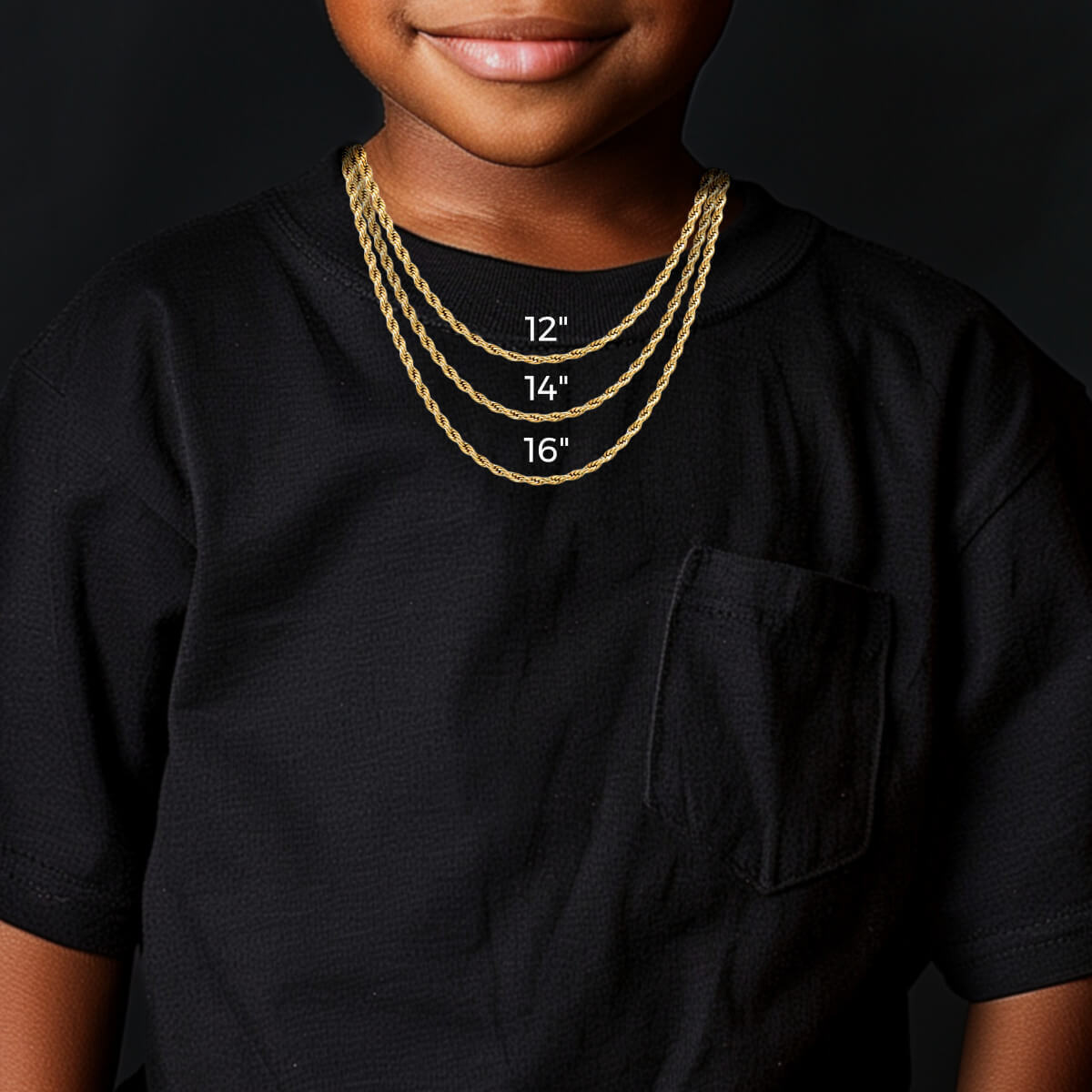 Youth Rope Chain in Yellow Gold - 2mm