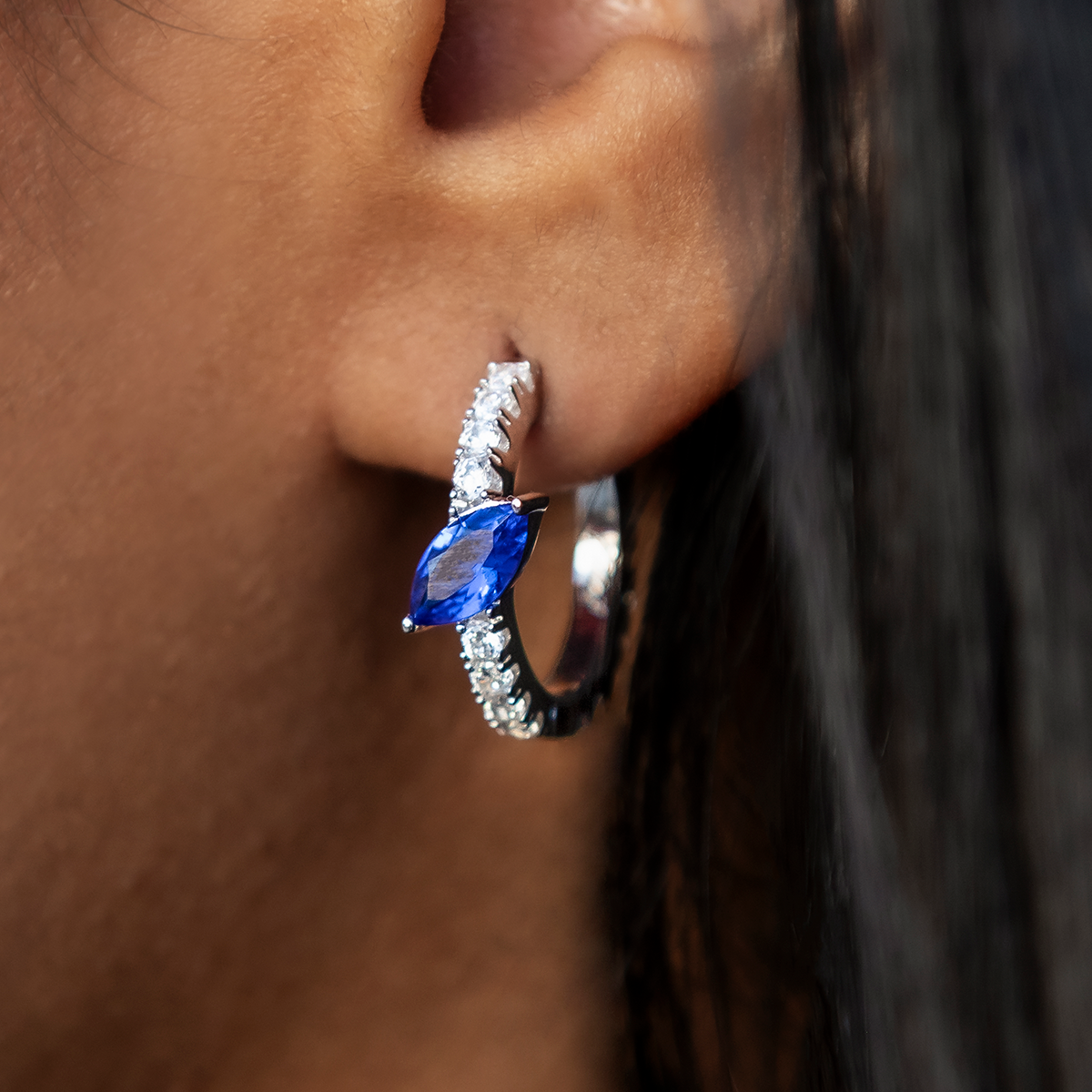 Sapphire Pave Hoop Earrings