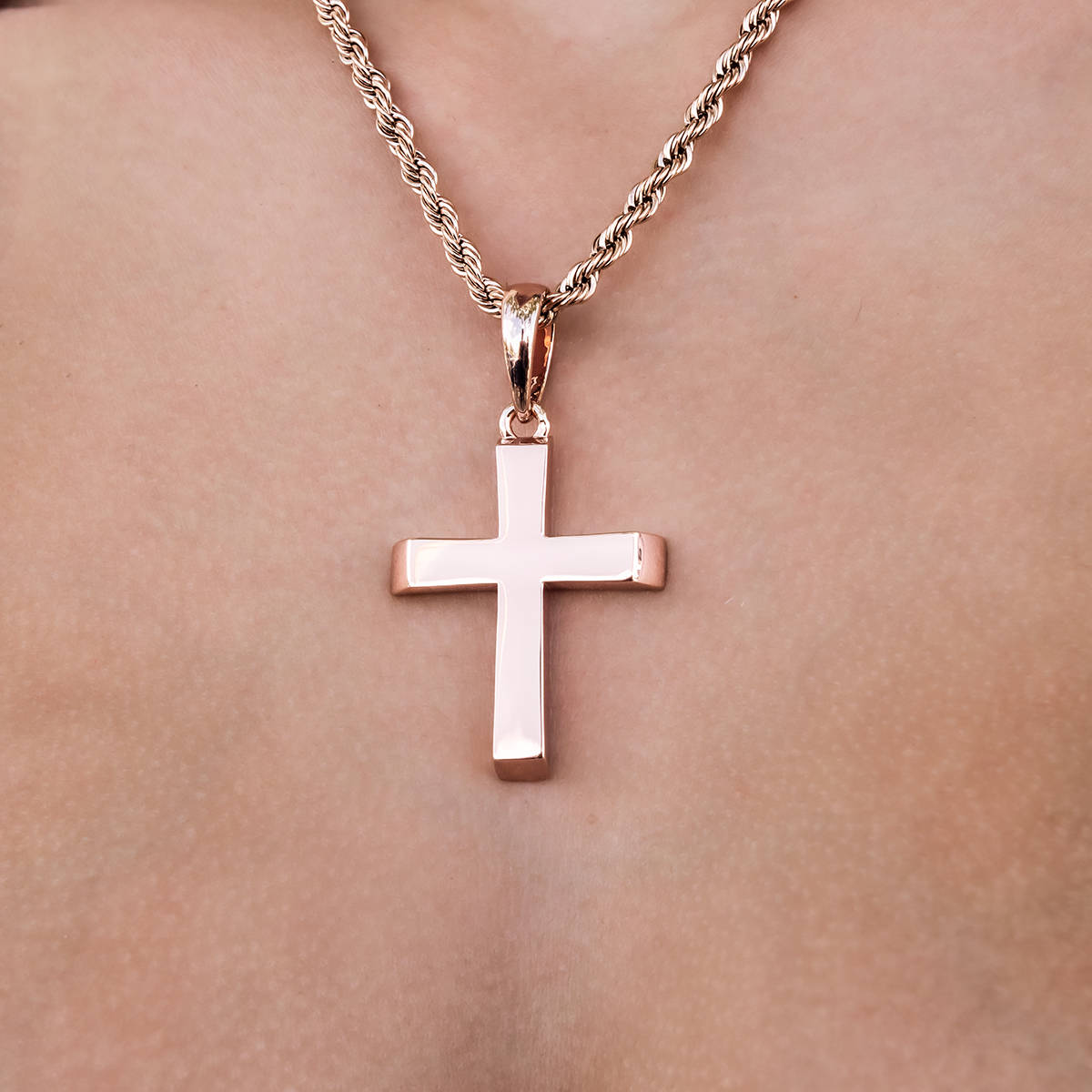 Simple Cross Pendant in Rose Gold