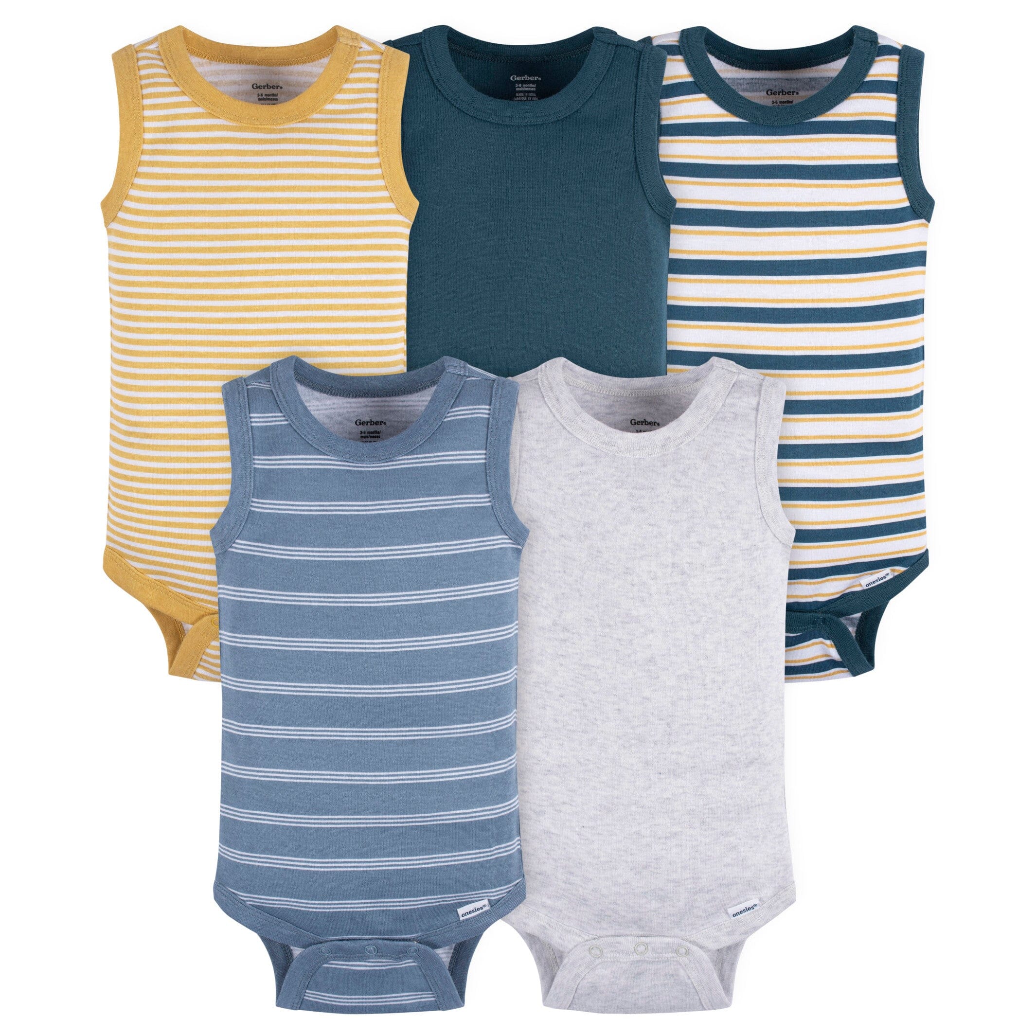 5-Pack Baby Boys Stripes Sleeveless Onesies Bodysuits