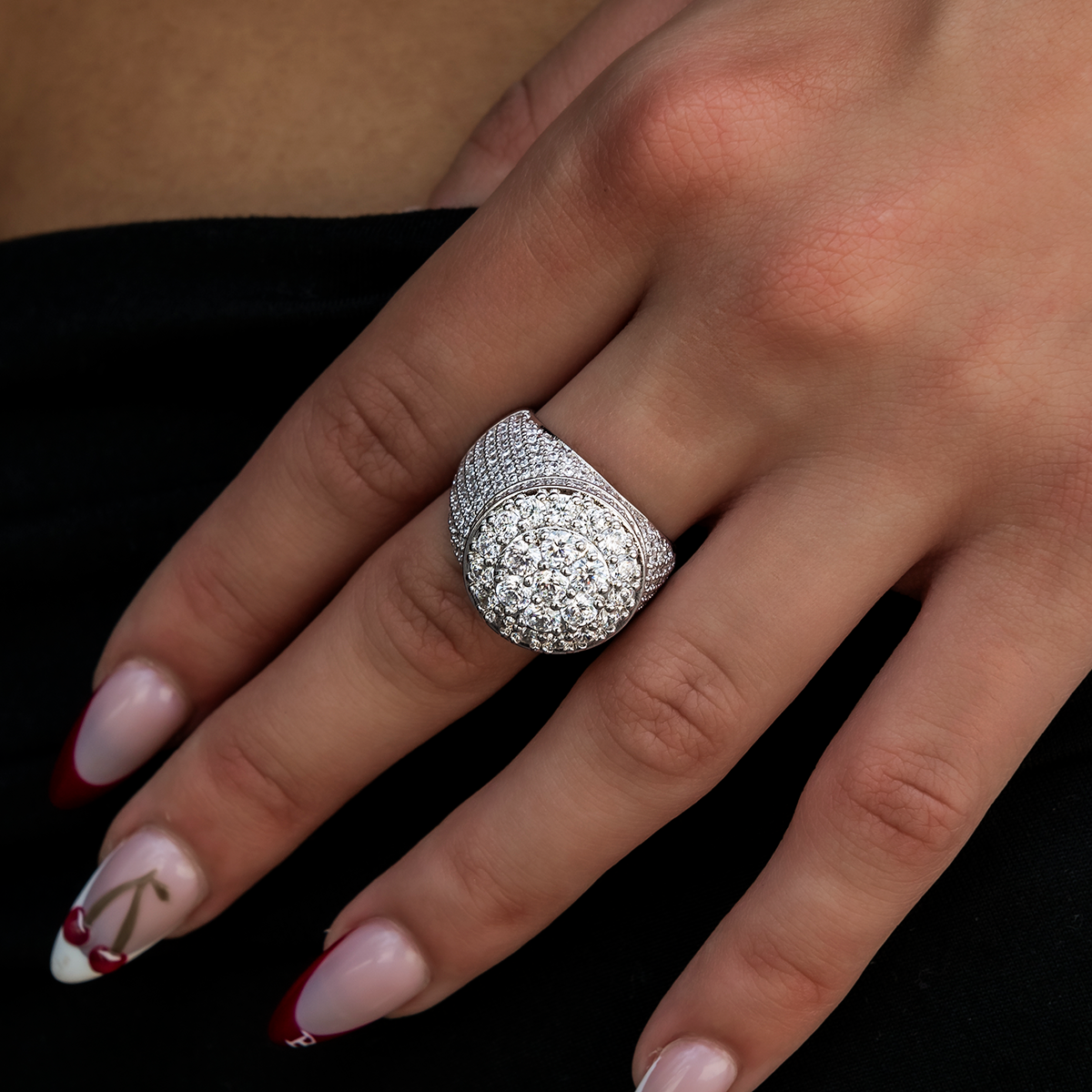 Diamond Cluster Ring in White Gold Vermeil