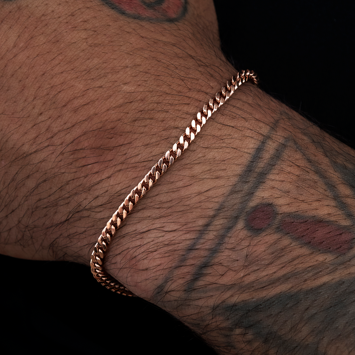 Micro Cuban Bracelet in Rose Gold- 3mm