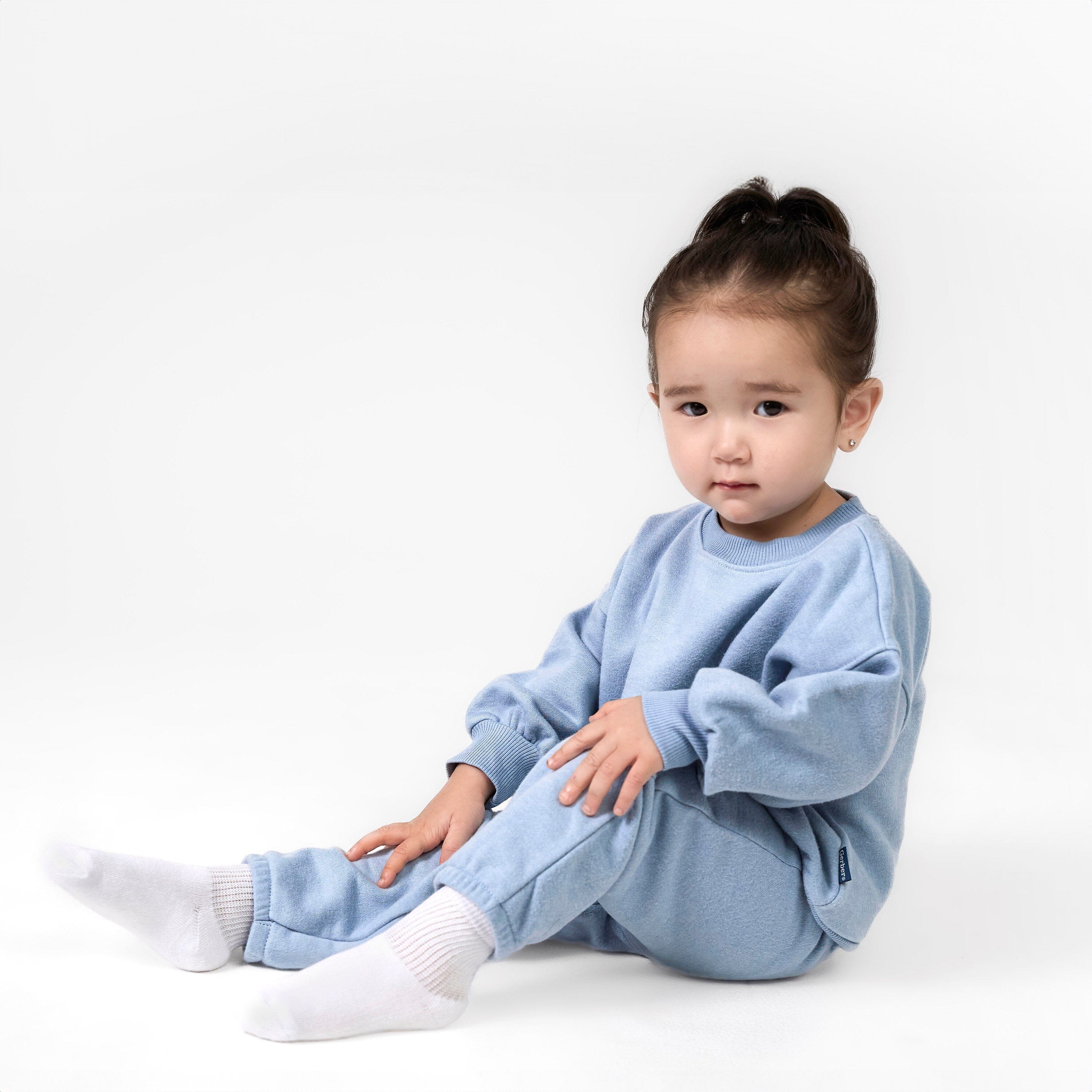 2-Piece Infant & Toddler Neutral Blue Sweatshirt & Pant Set