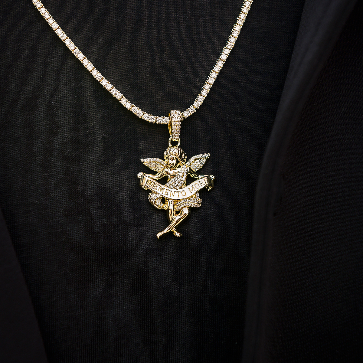 Iced Cherub Angel Pendant