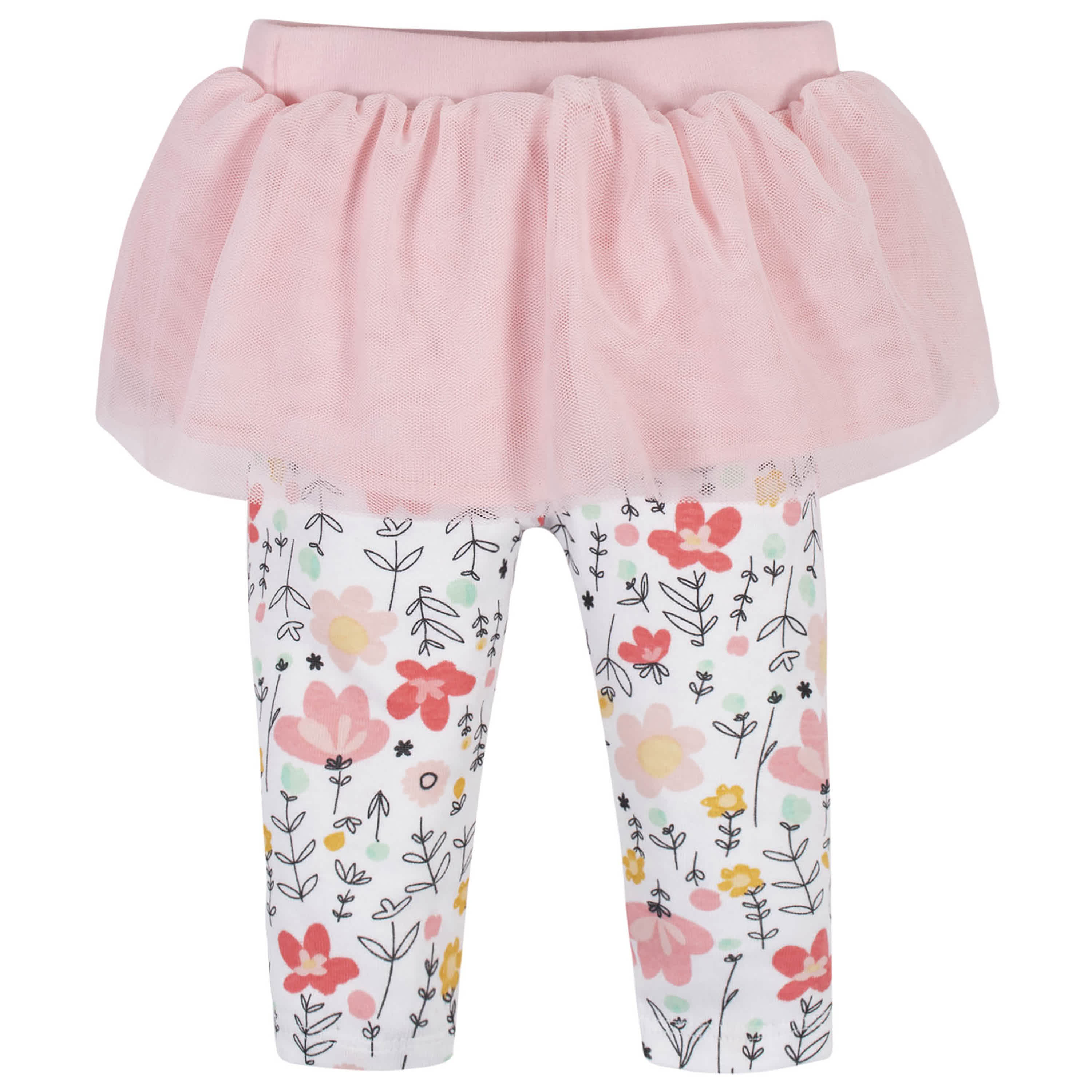 3-Piece Baby Girls Garden Floral Onesies Bodysuit, Tutu Pant, & Cap Set