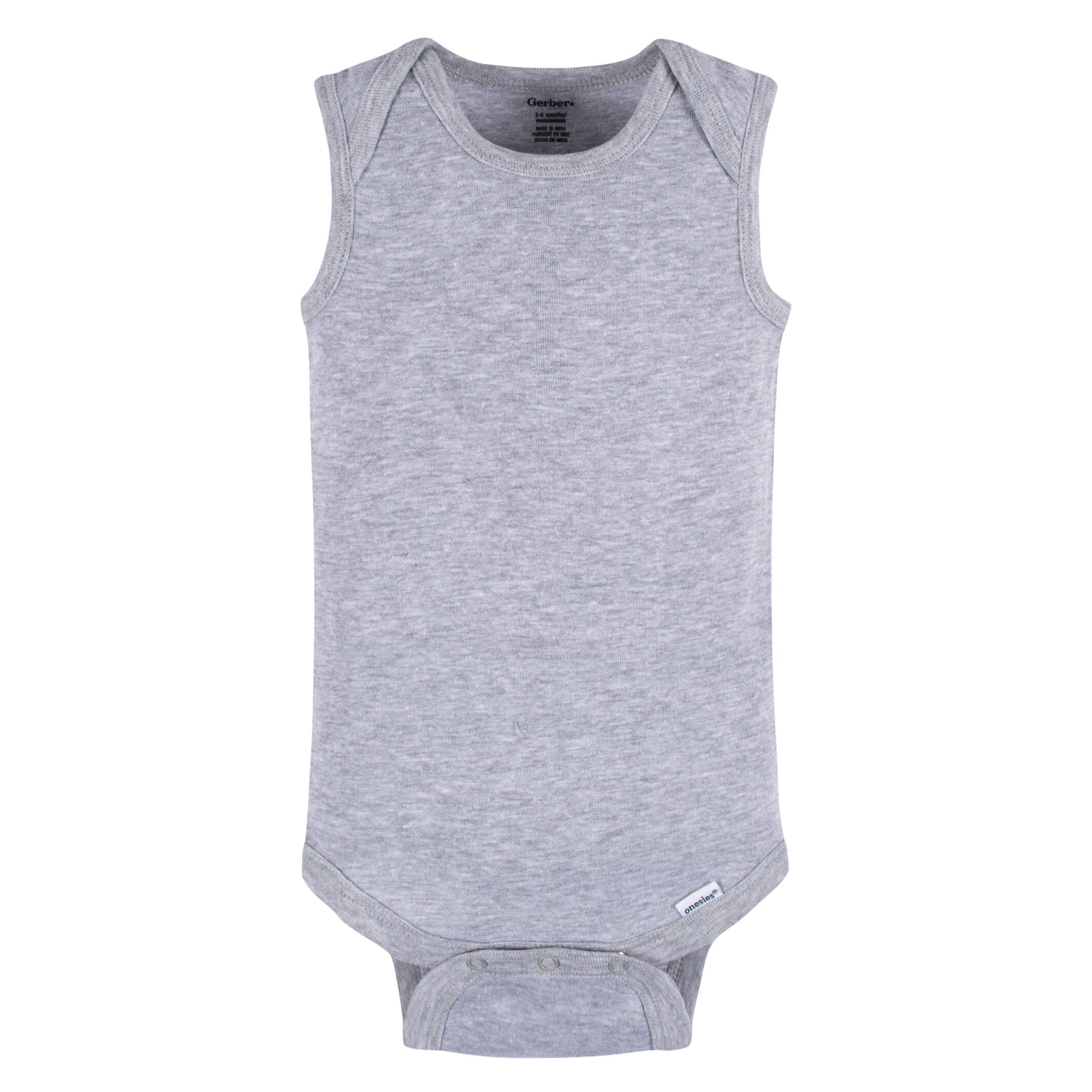 5-Pack Baby Neutral Grey Heather Sleeveless Lap Shoulder Onesies Bodysuits